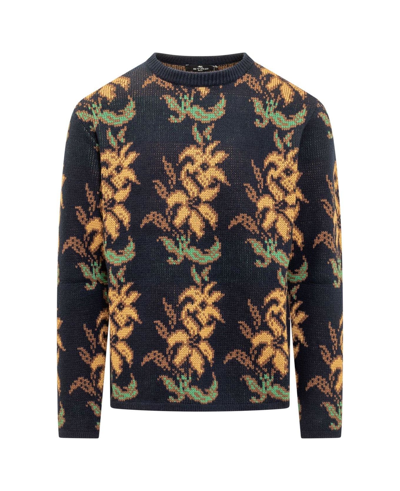 Etro Floral Intarsia Knitted Crewneck Jumper - C