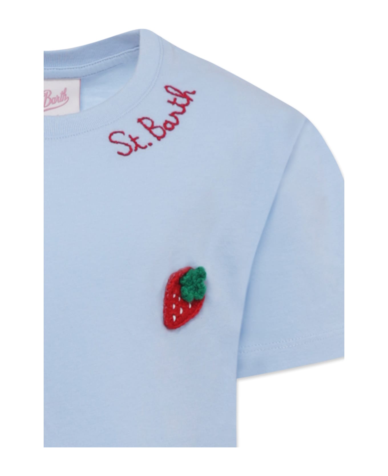 MC2 Saint Barth Light Blue Dress For Girl With Strawberries - Light Blue