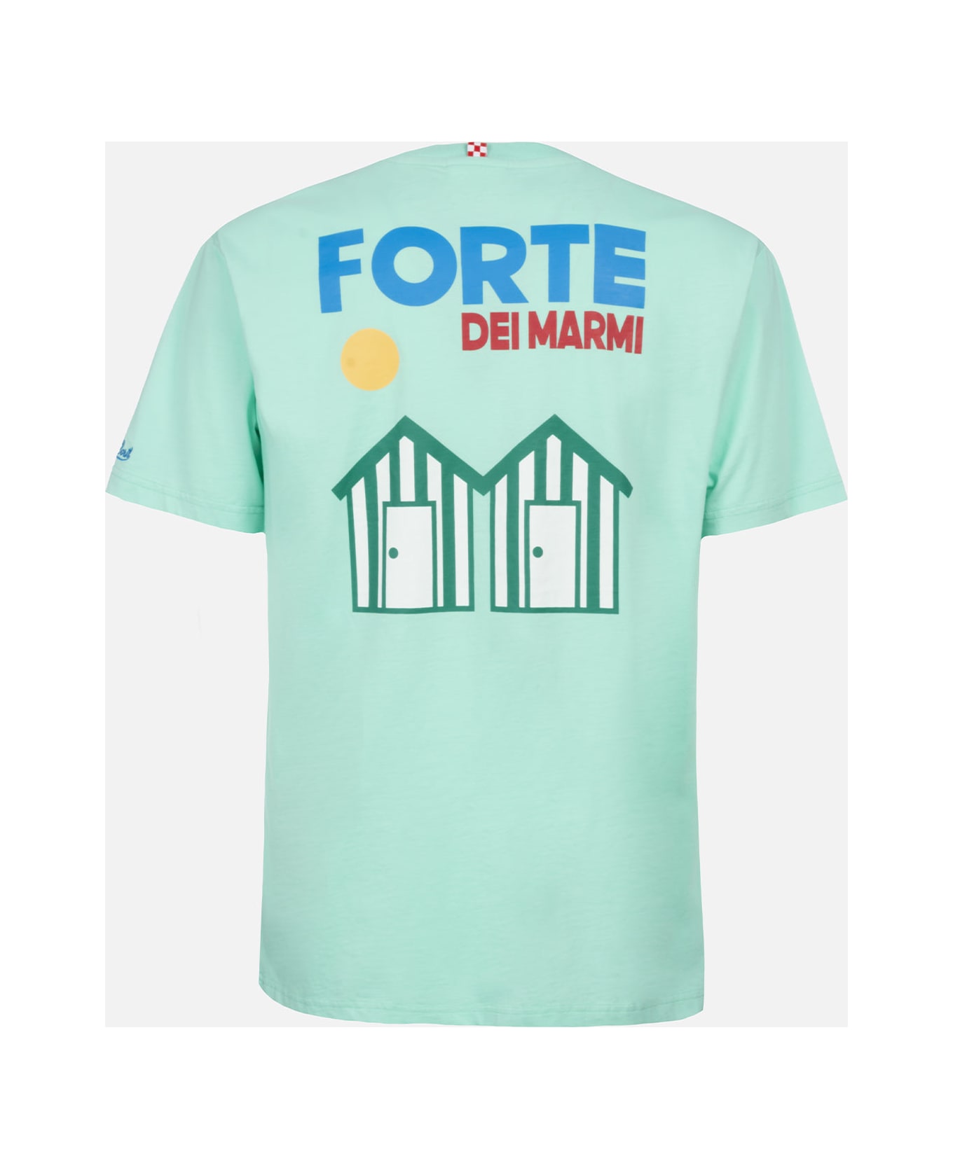 MC2 Saint Barth Man Cotton T-shirt With Forte Dei Marmi Postcard Placed Print - GREEN