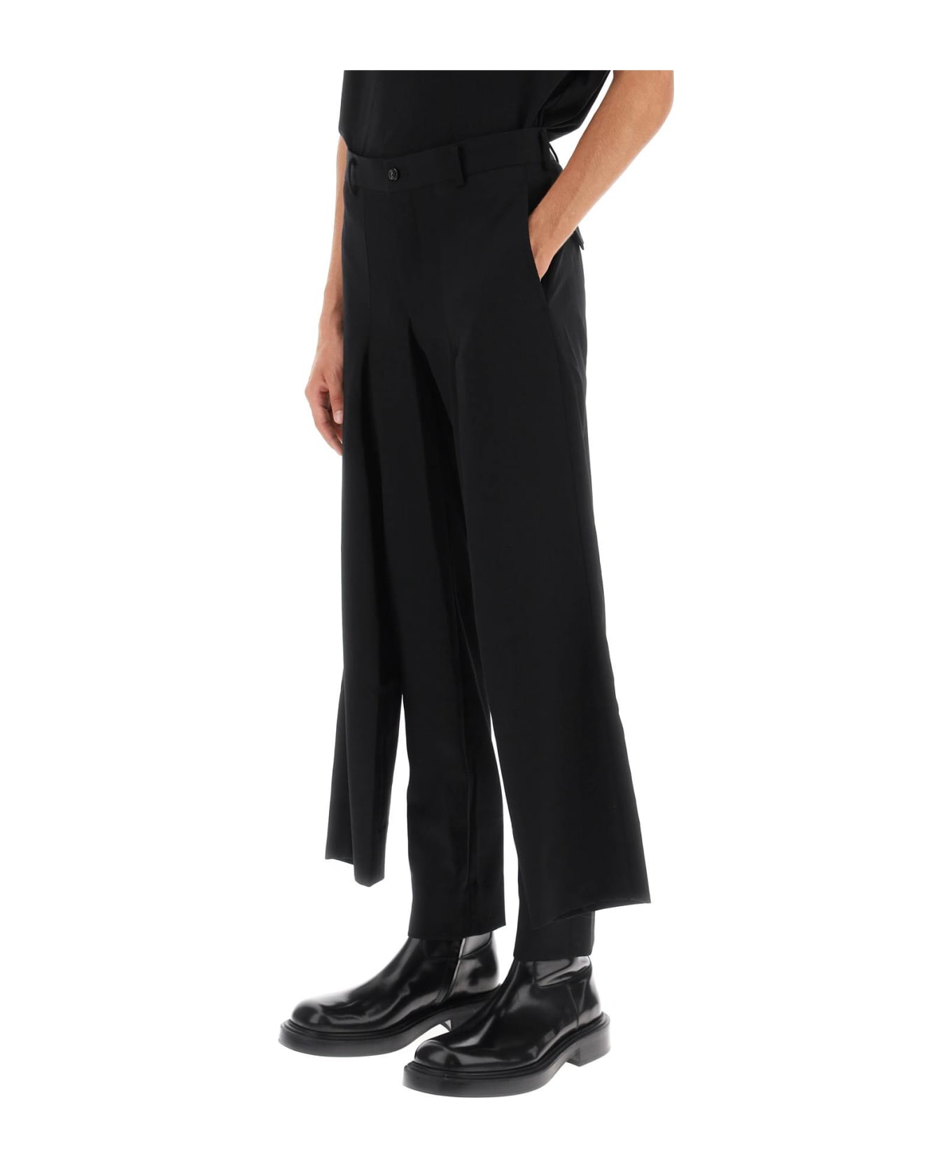Comme Des Garçons Homme Plus Pants With Hip Panels - BLACK BLACK (Black)