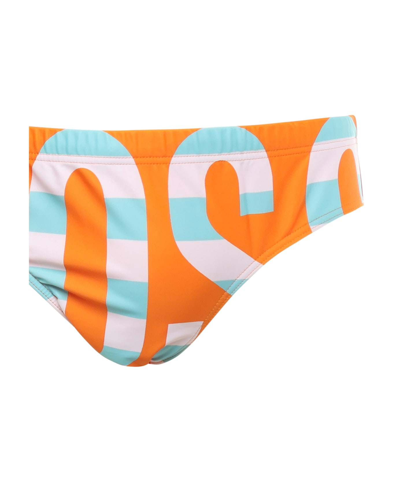 Moschino Maxi Logo Swim Briefs - ORANGE/LIGHT BLUE/PINK