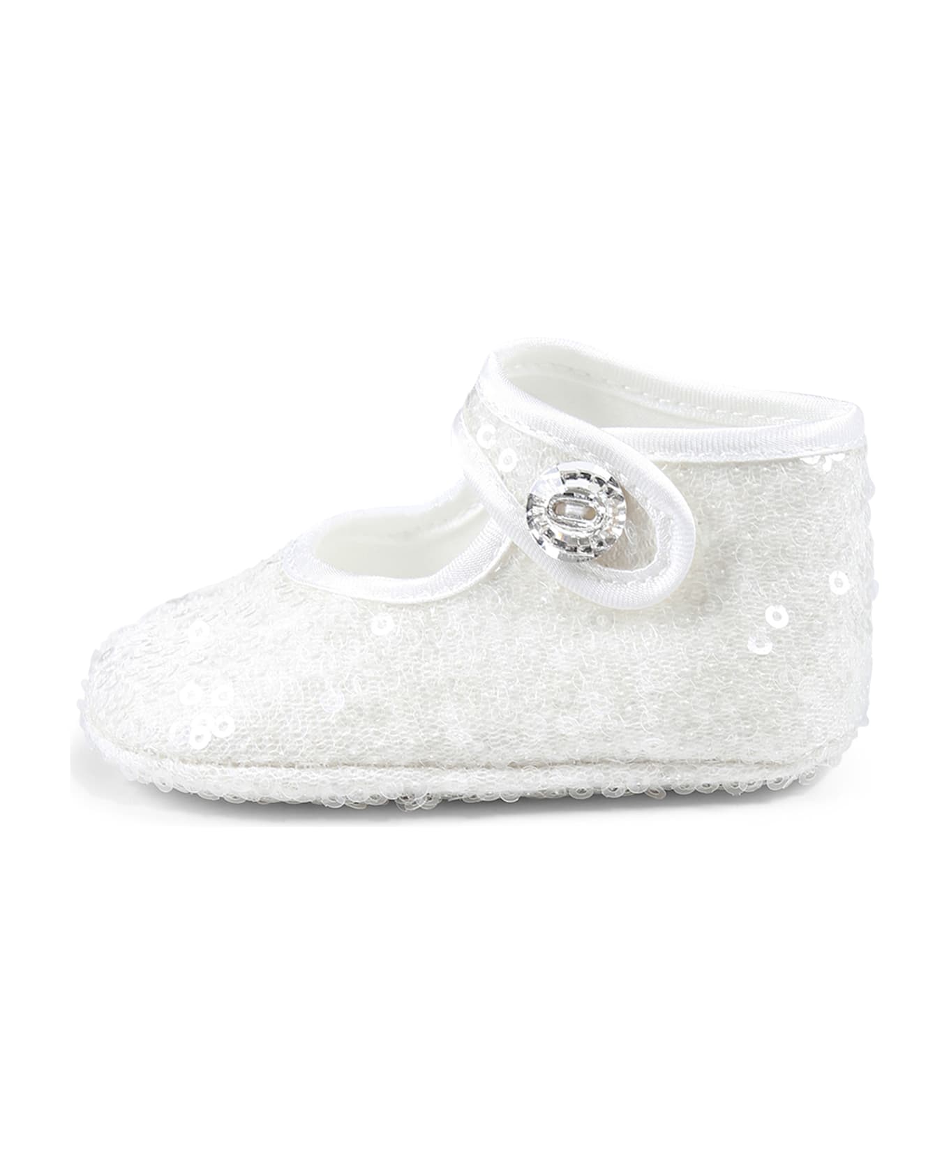 Monnalisa White Ballet Flats For Baby Girl - White