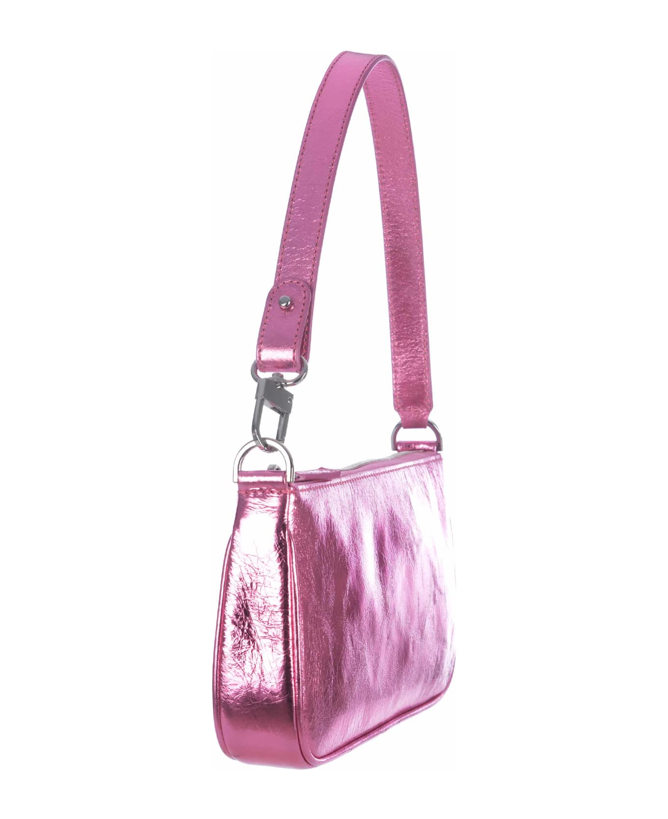 BY FAR Shoulder Bag By Far "rachel Medium" In Metallic Leather - Rosa