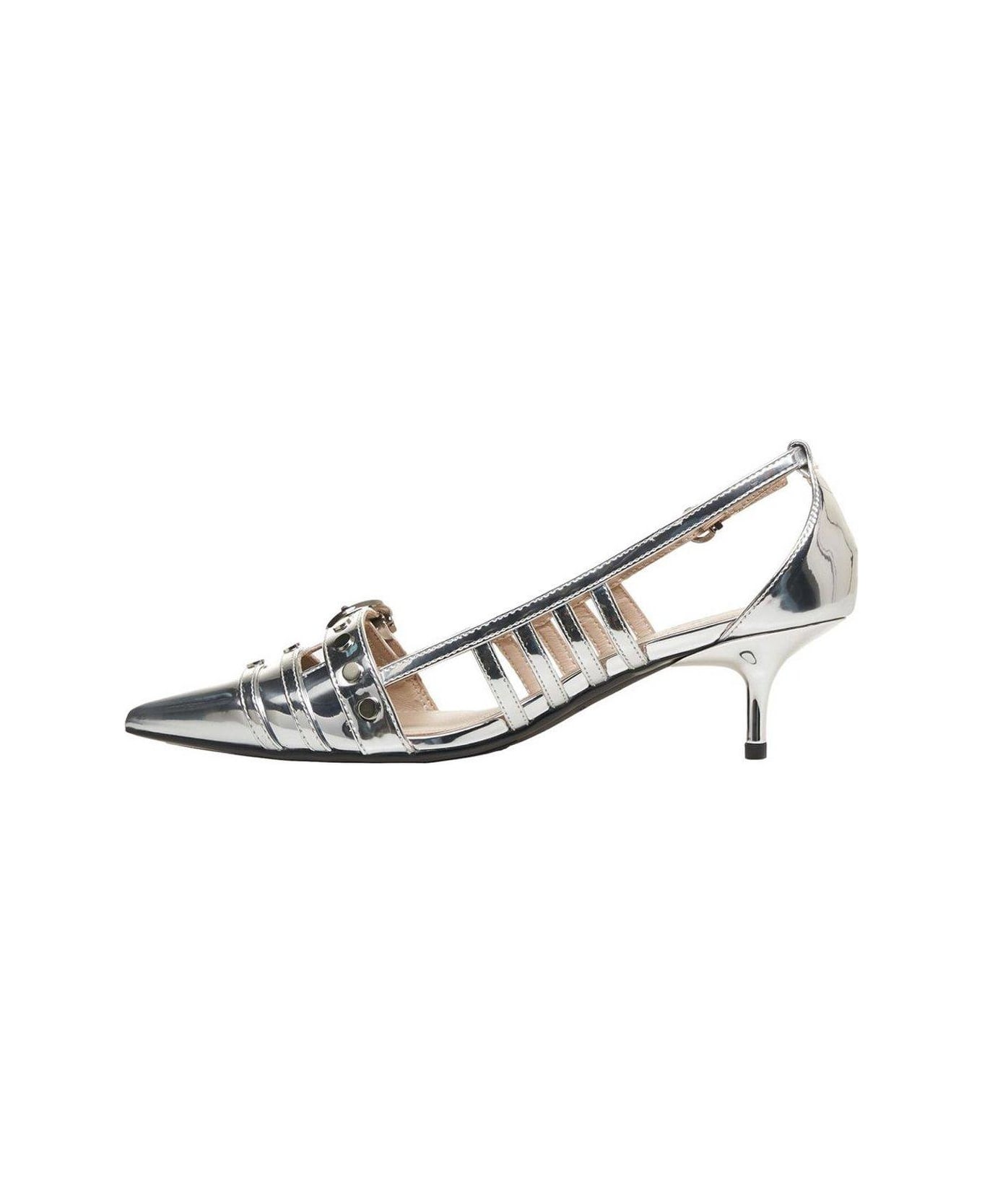 Pinko Mirror-finish Slingback Pumps - Silver