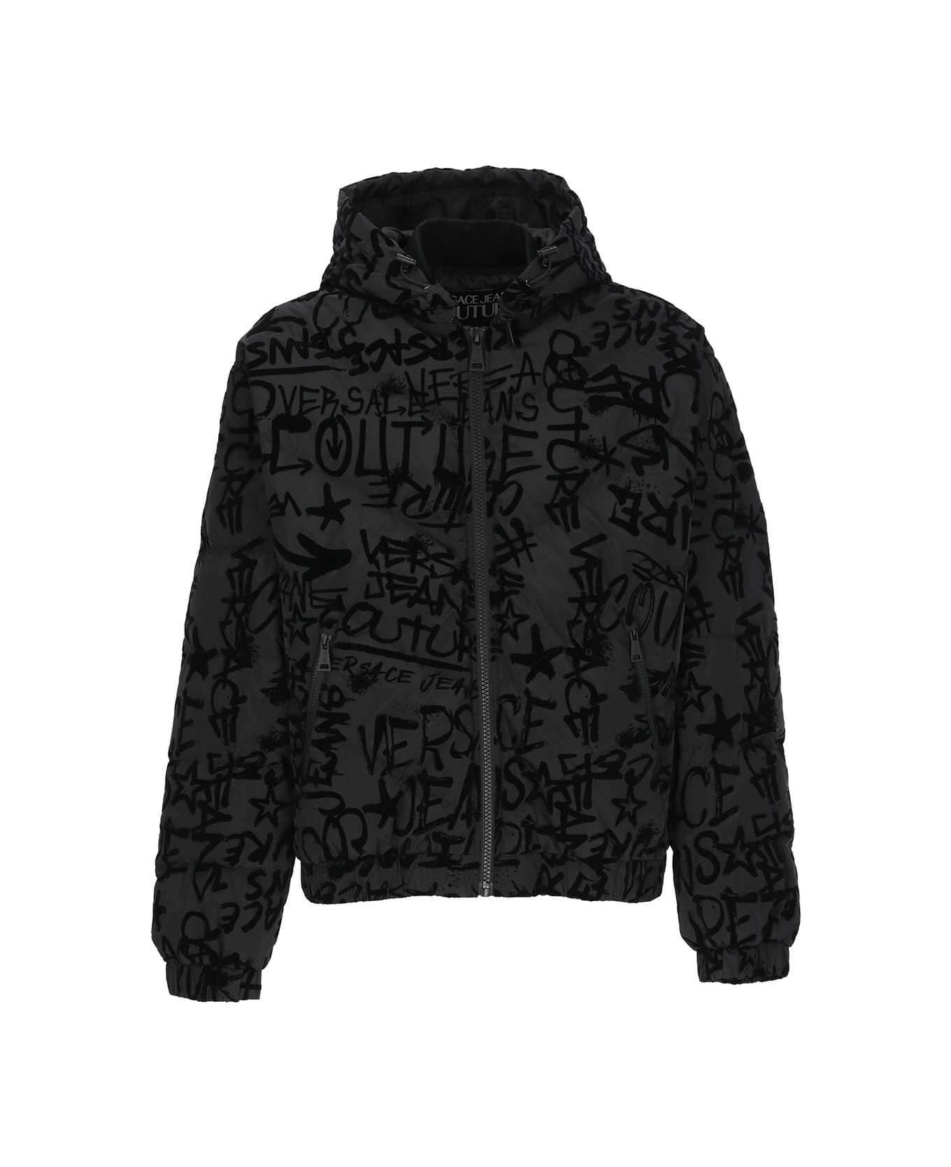 Versace Jeans Couture Logo-print Hooded Jacket - Black