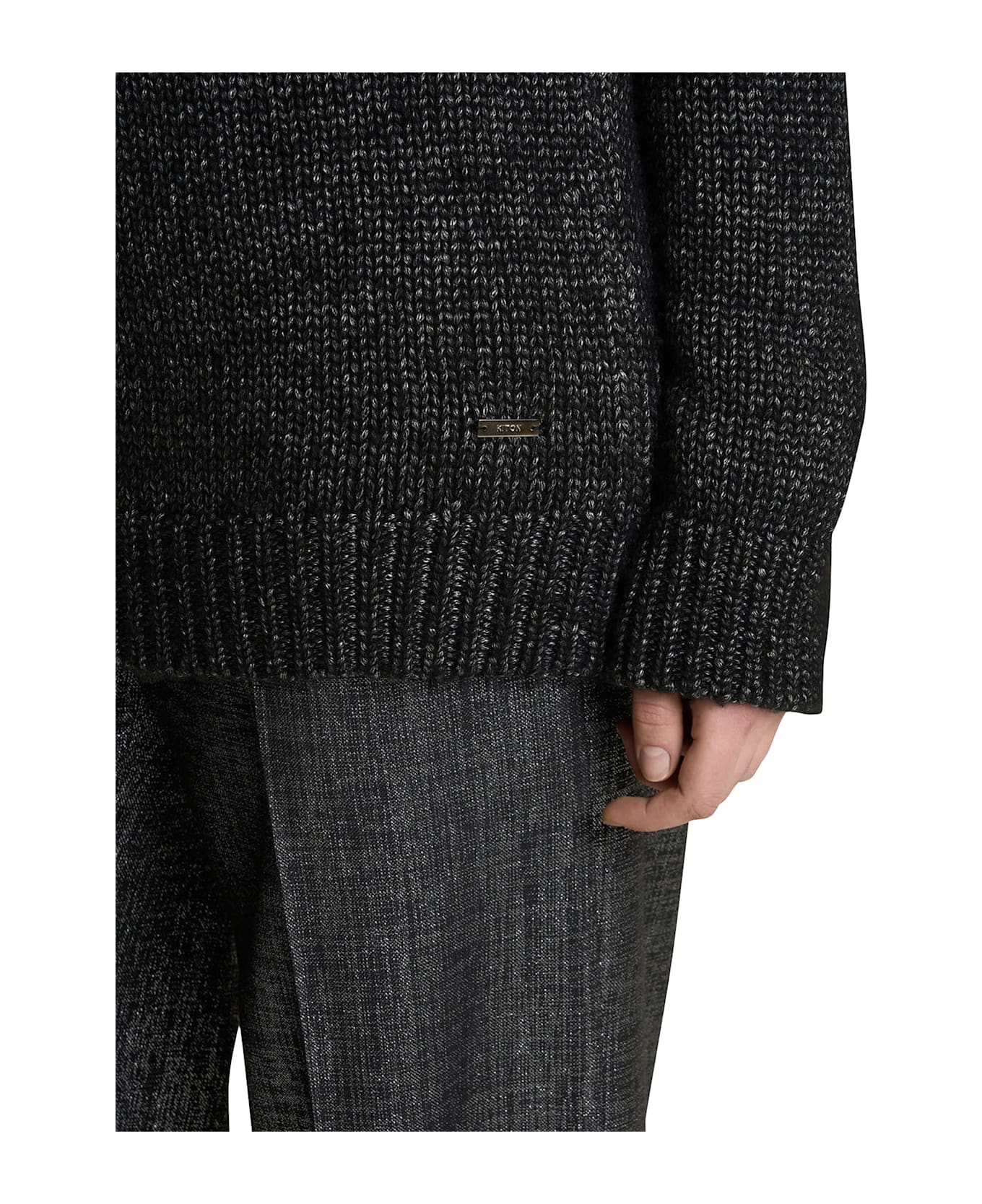 Kiton Sweater High Neck Cashmere - BLACK