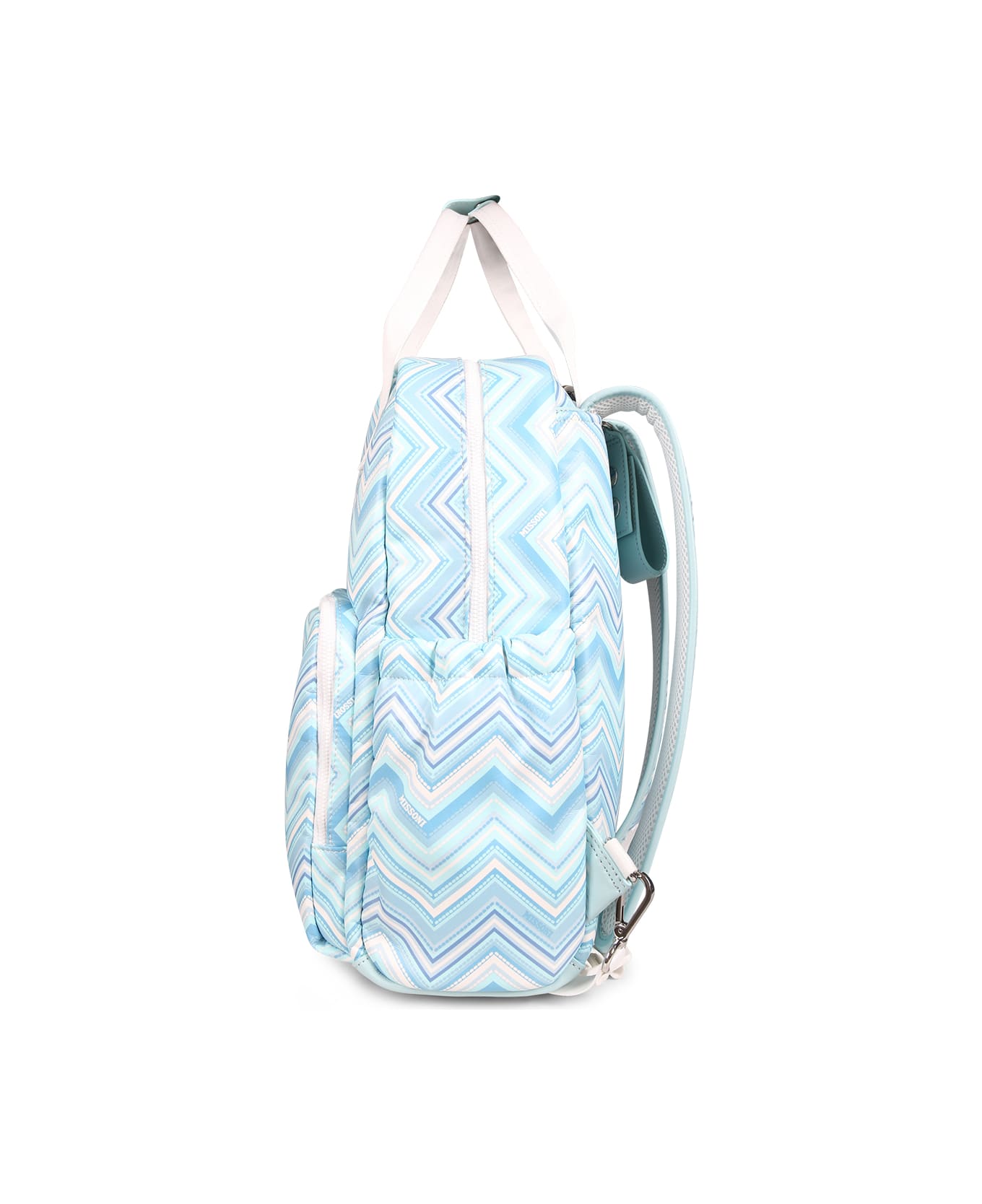 Missoni Kids Light Blue Changing Bag For Baby Boy With Chevron Pattern - Light Blue