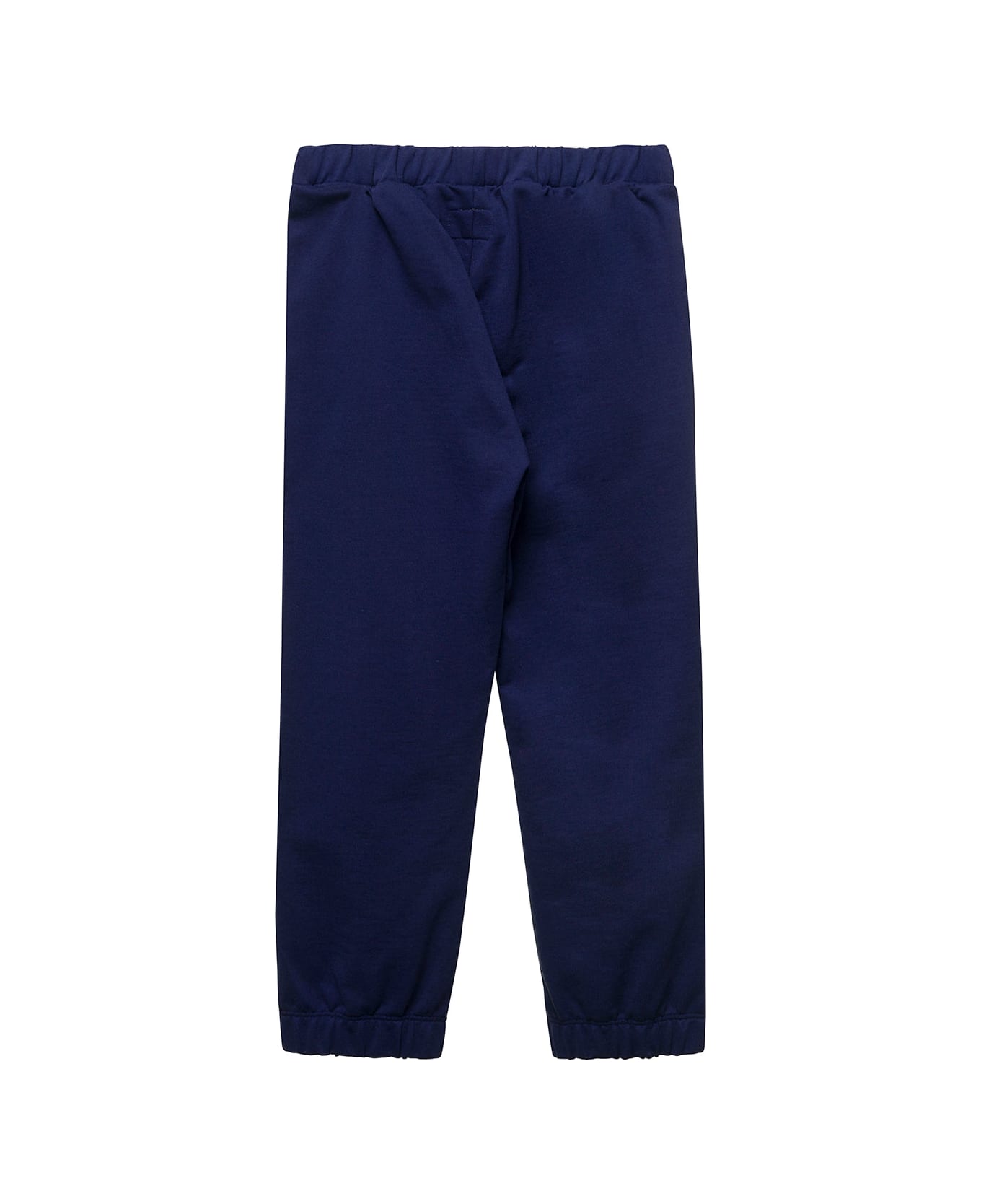 Il Gufo Blue Trousers With Elastic Waistband And Logo In Cotton Girl - Blu