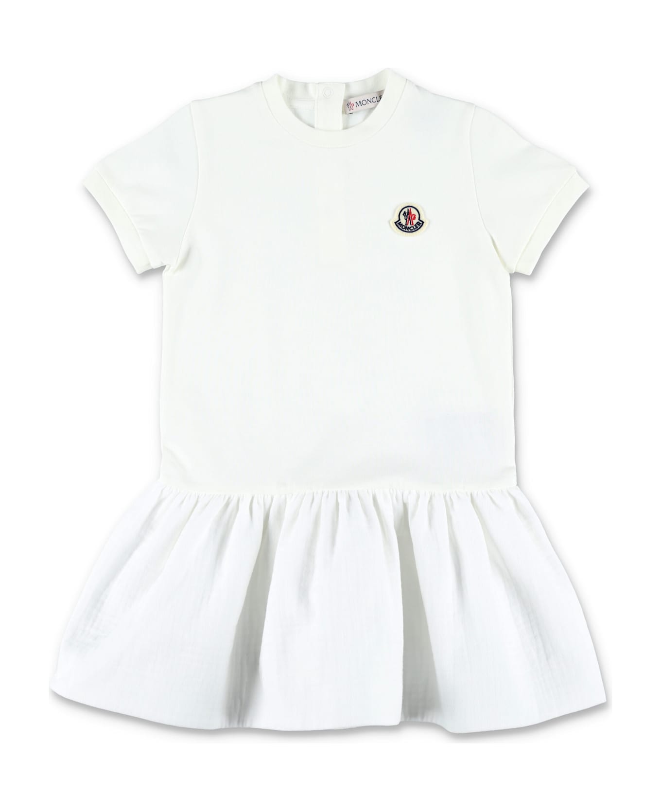 Moncler Kid - Gathered Cotton Dress - WHITE