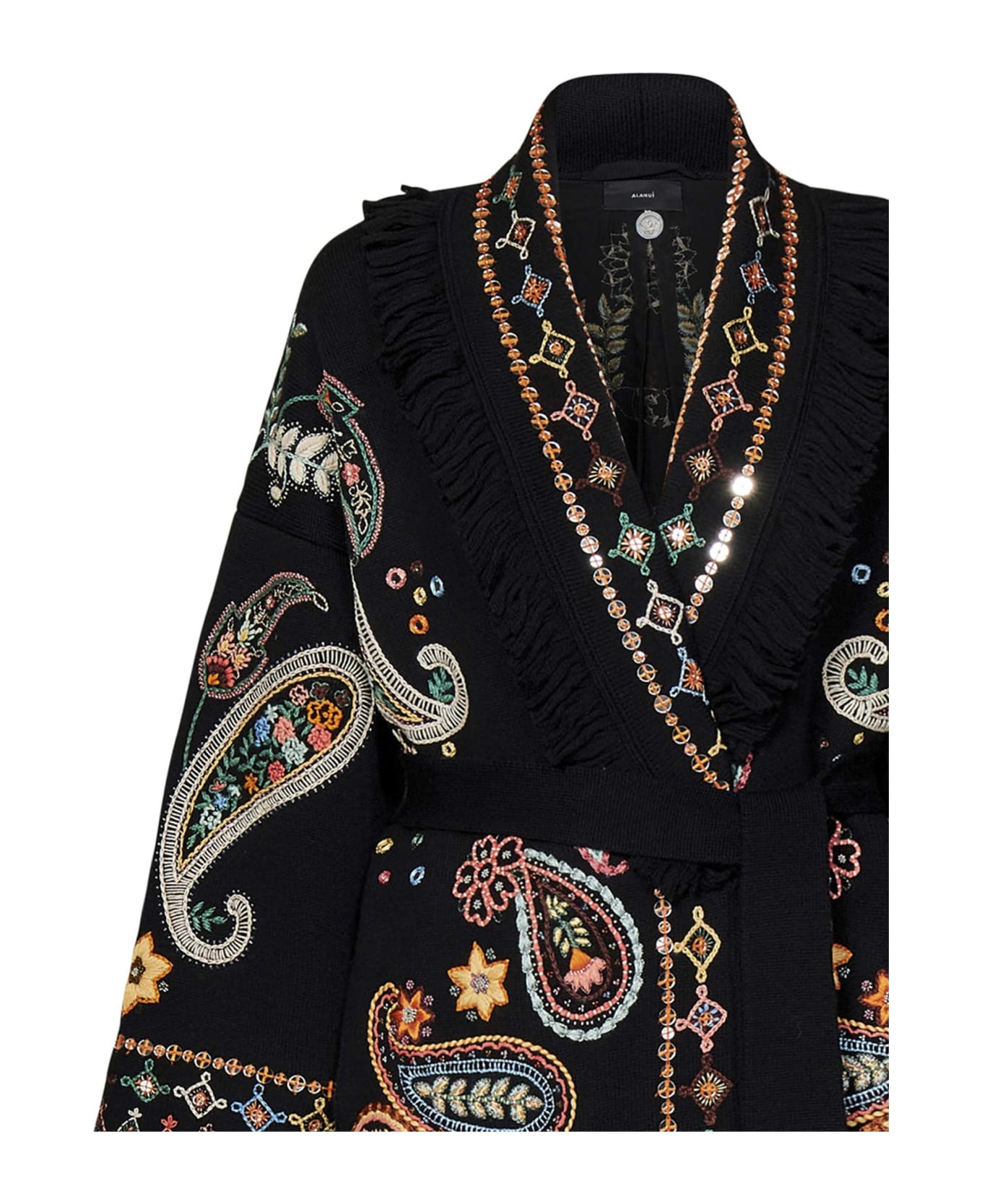 Alanui Inner Energy Embroidered Belted Fringed Cardigan - 1084