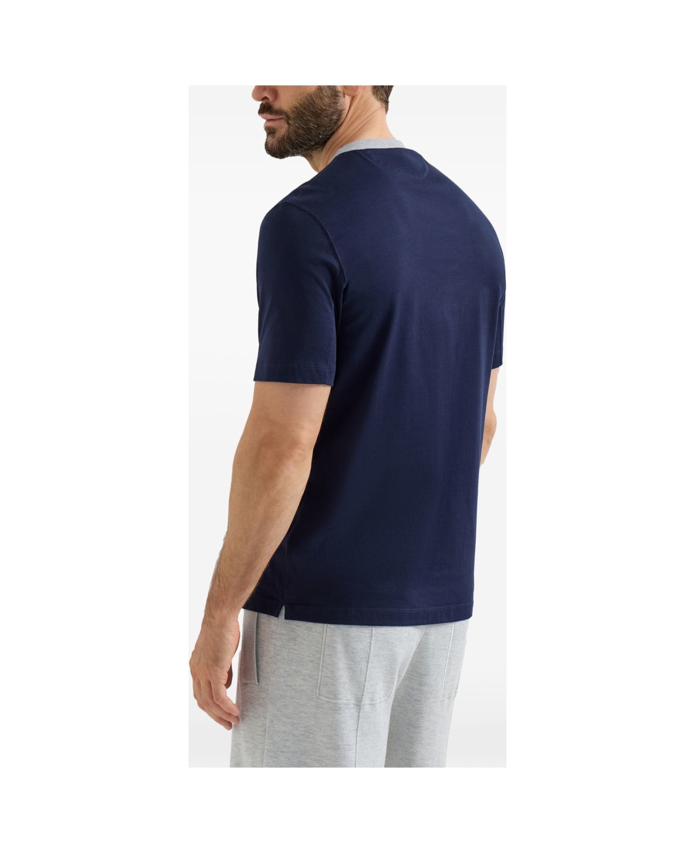 Brunello Cucinelli Logo Cotton T-shirt - Blue