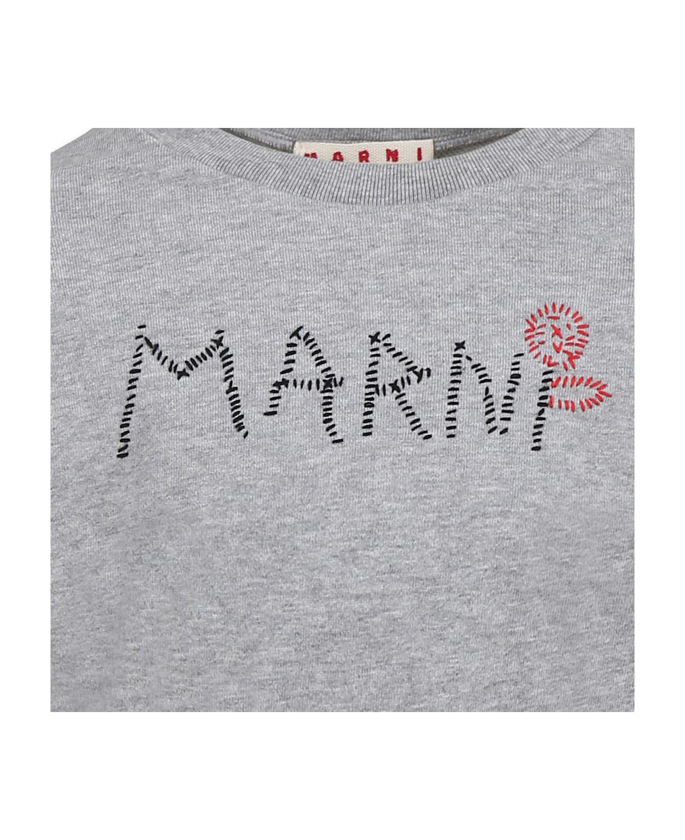 Marni Grey Crop Sweatshirt For Girl With Logo - Grey