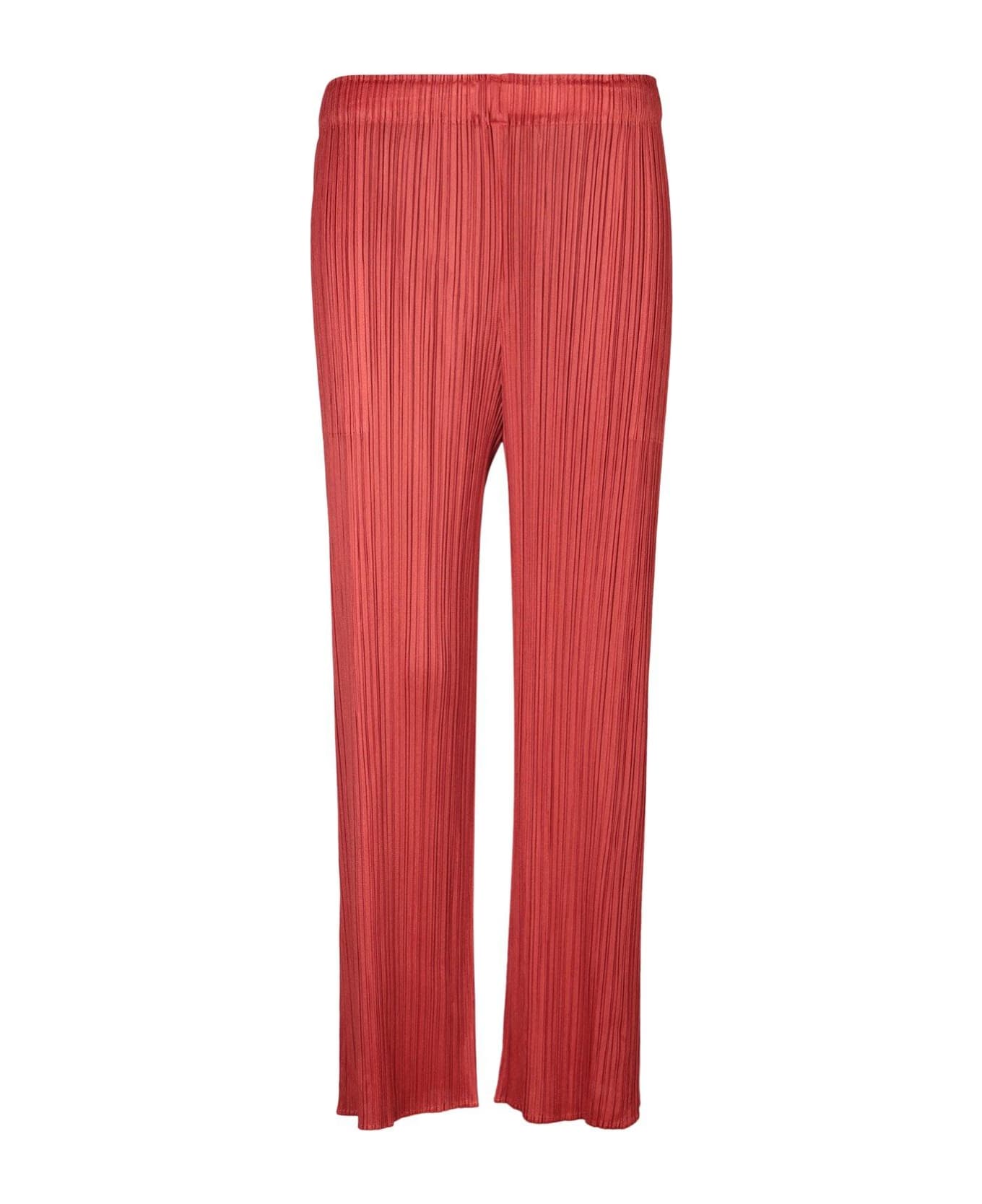 Pleats Please Issey Miyake Pleated Straight Leg Pants - Red