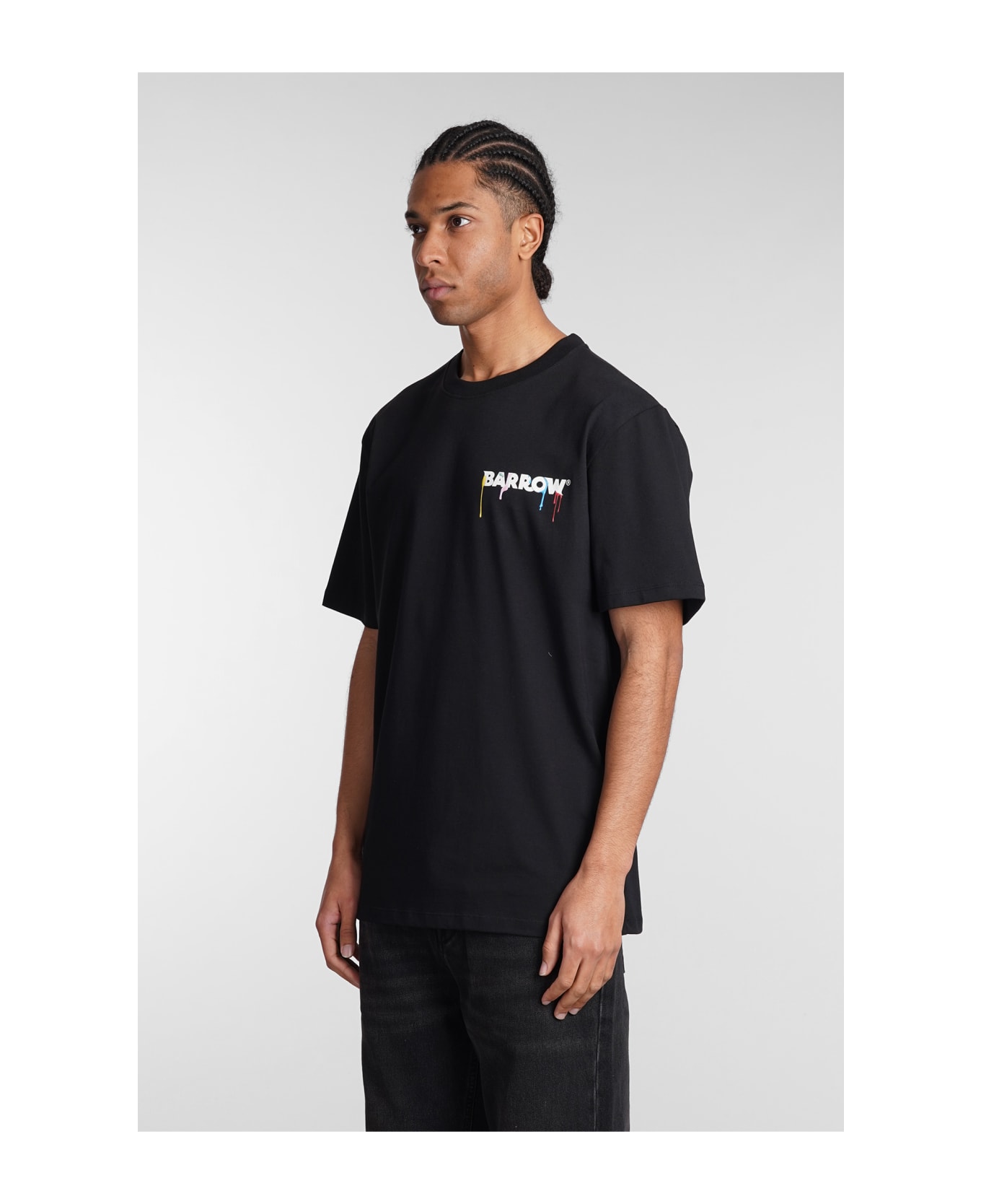 Barrow Black T-shirt With Logo And Colour Spots - Black Tシャツ