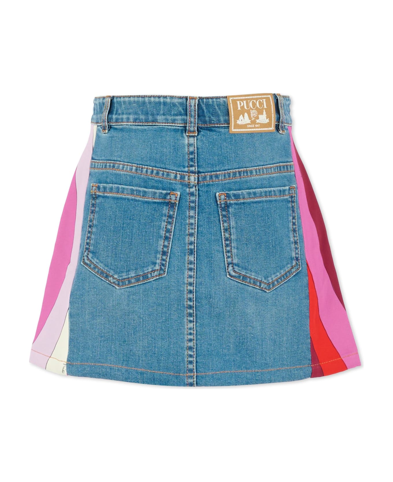 Pucci Denim Skirt For Girl With Print - Blue
