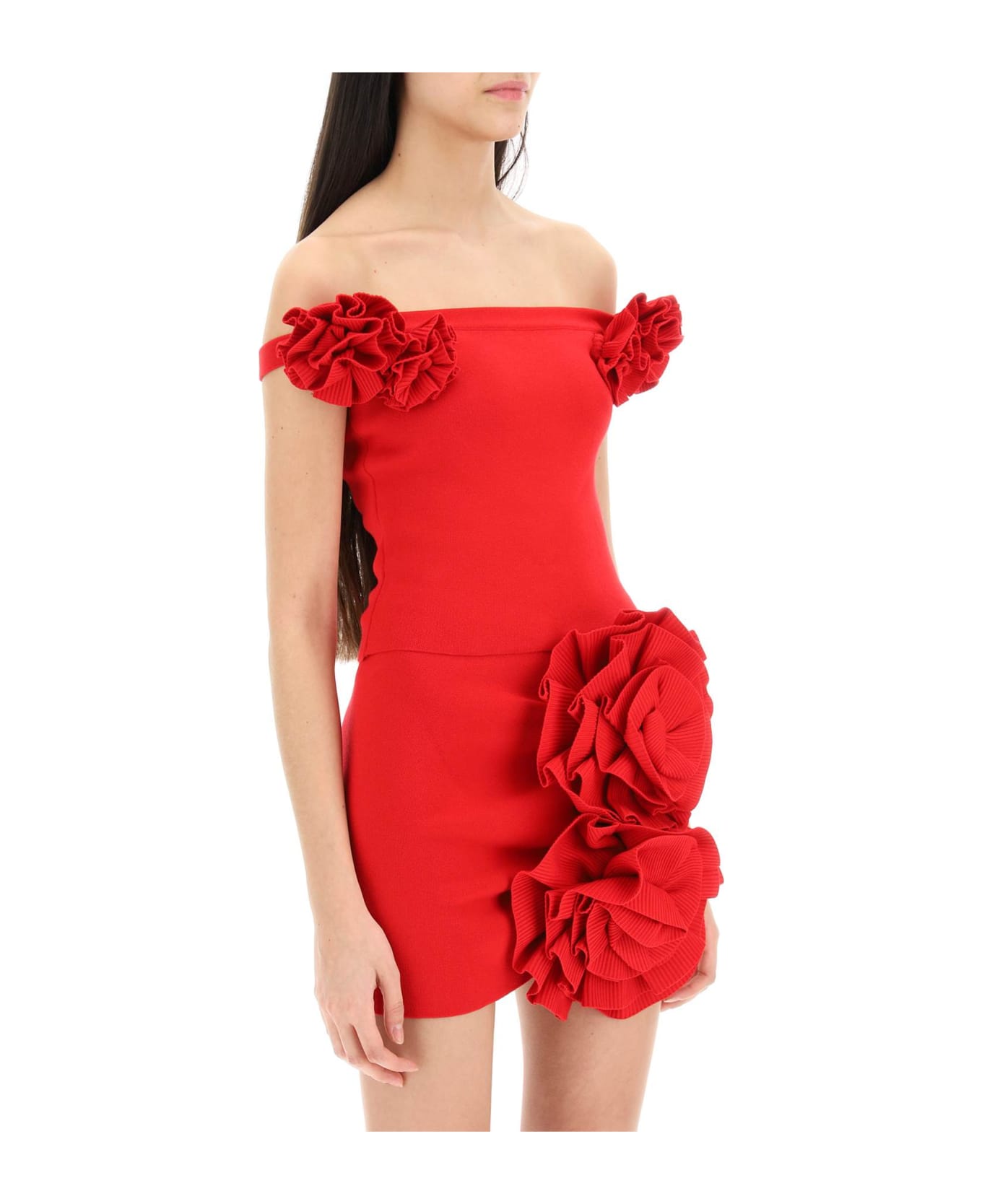 Magda Butrym Fitted Top With Roses - RED (Red)