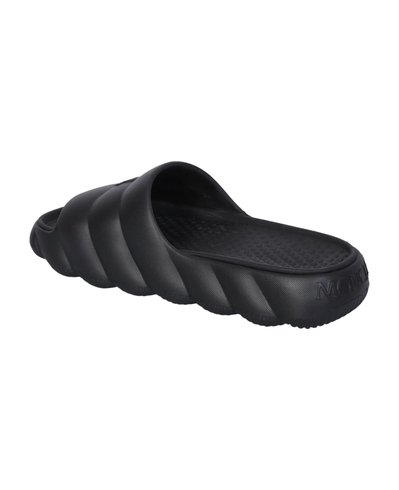 Moncler Lilo Black Quilted Slides - Black