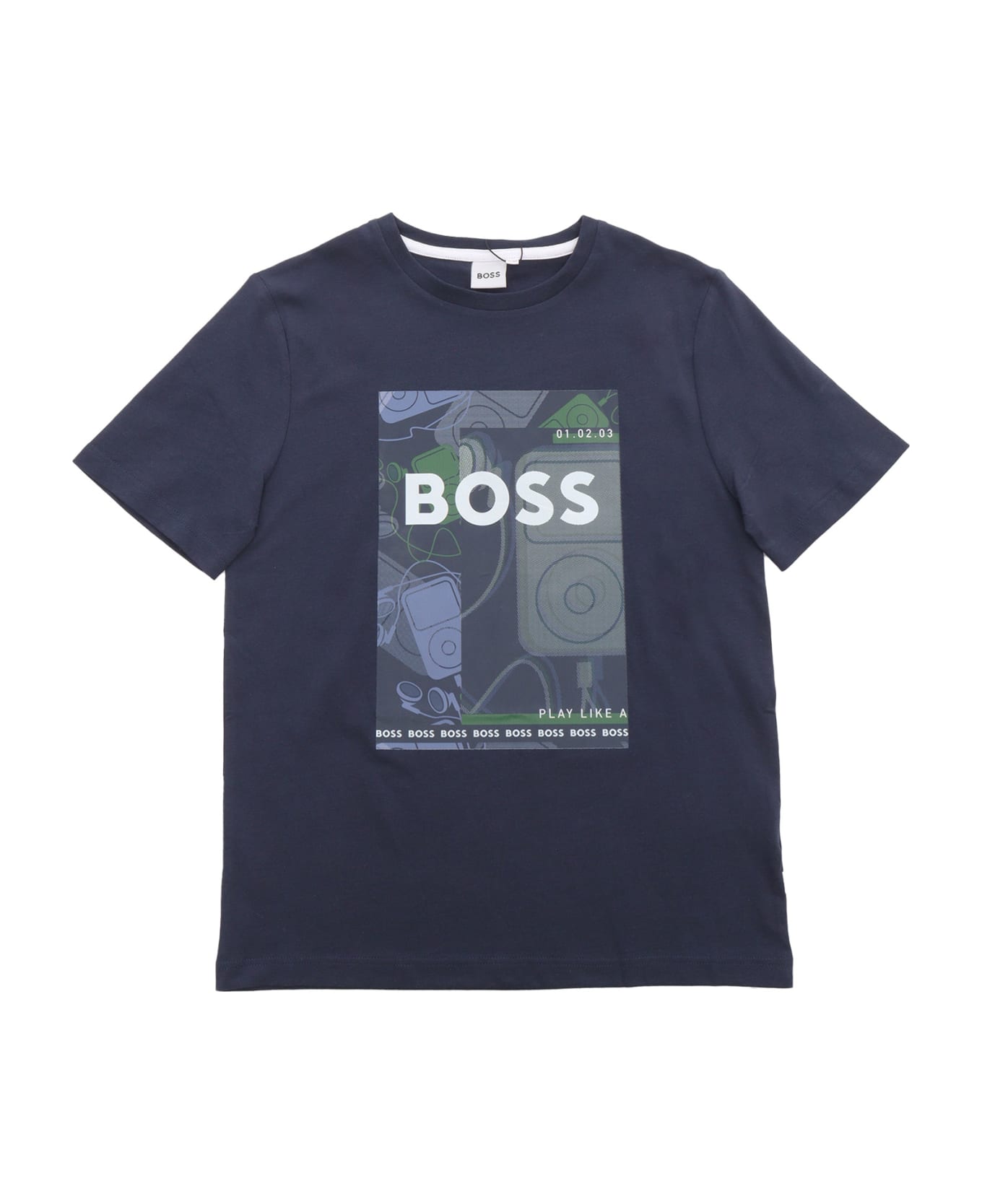 Hugo Boss Blue T-shirt With Pattern - BLUE