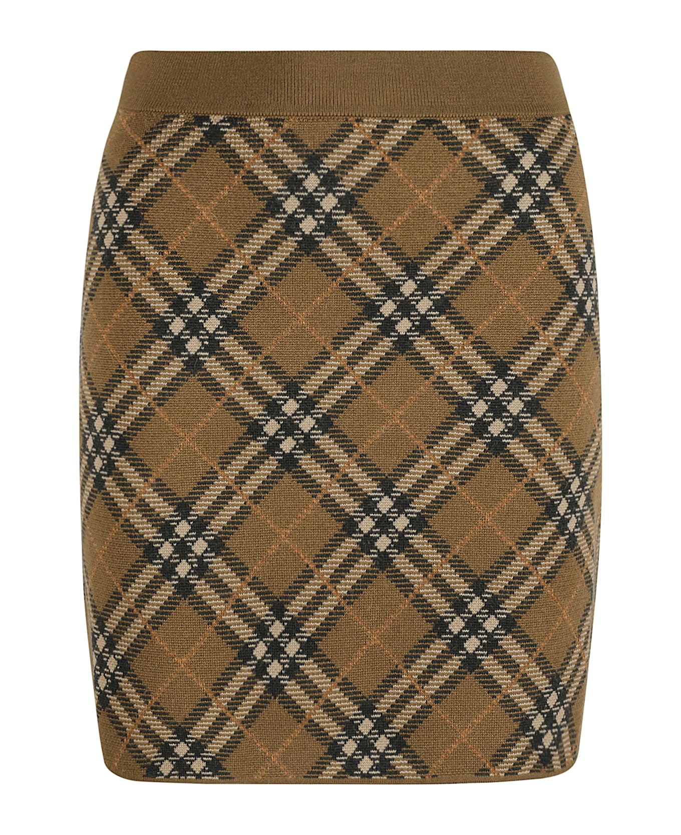 Burberry Check Pattern Ribbed Knit Skirt - Shrew IP Check