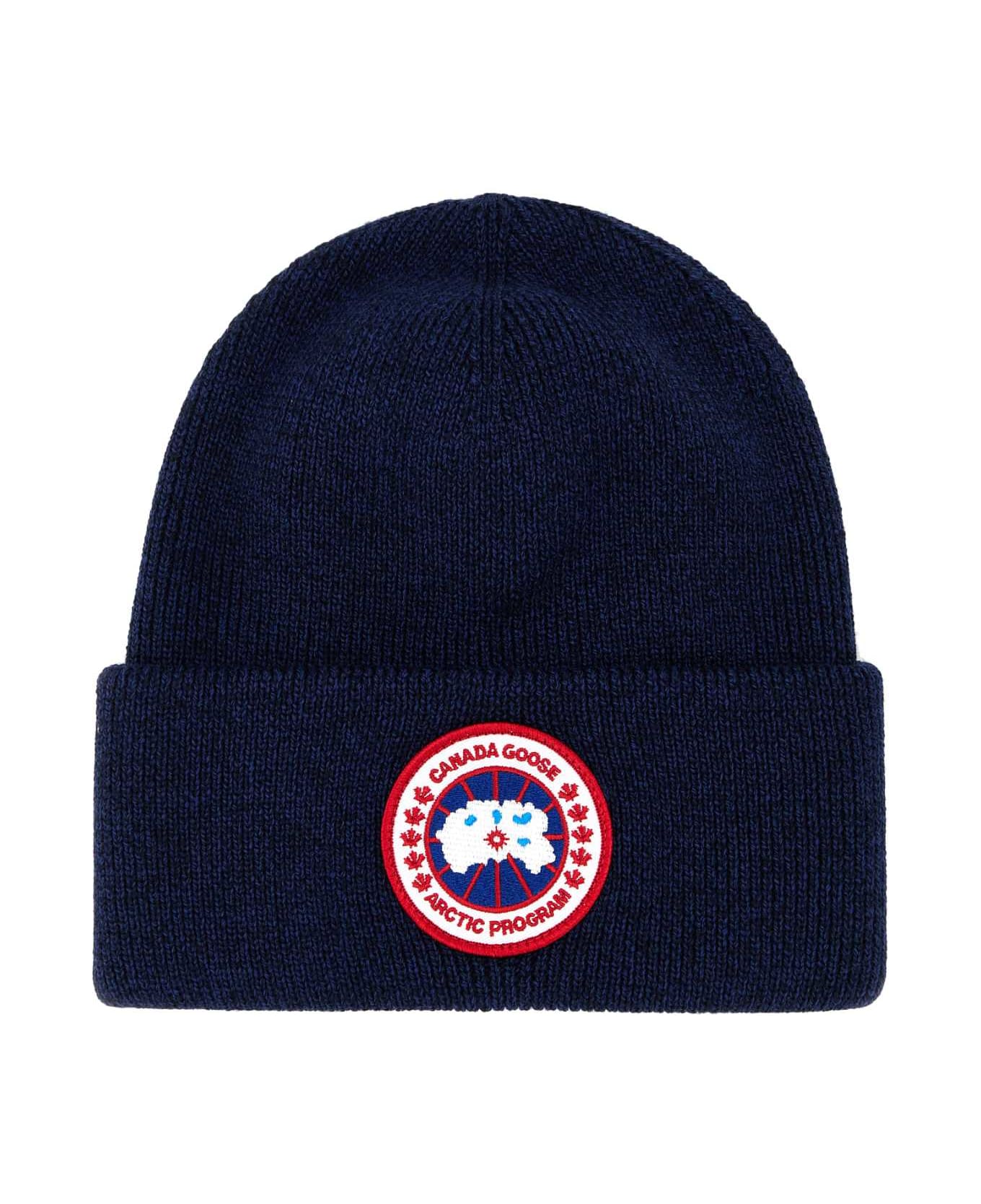 Canada Goose Navy Blue Wool Arctic Beanie Hat - NAVYHEATHER