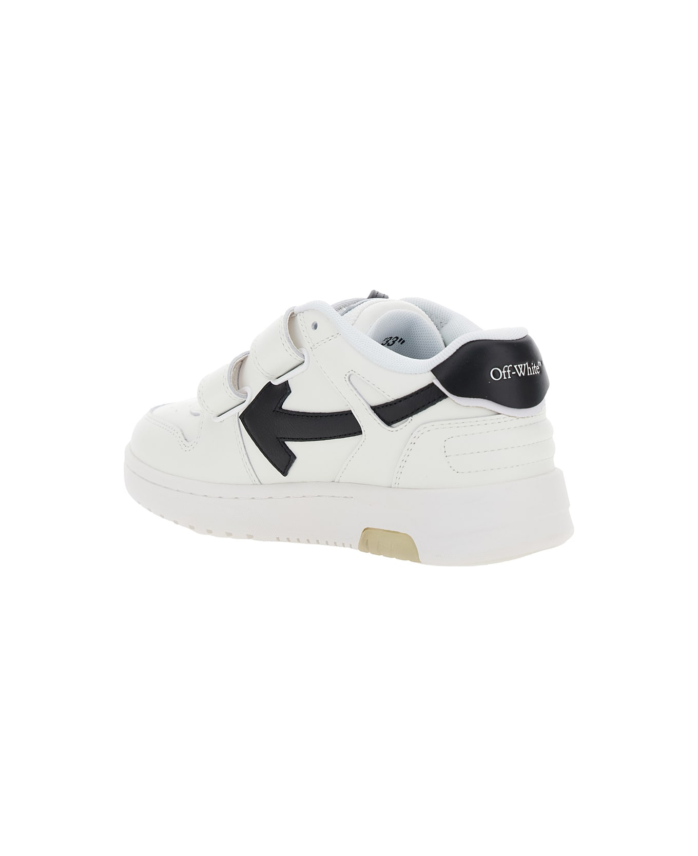 Off-White 'out Of Office' White Low Top Sneakers With Velcro Straps In Leather Boy - White シューズ