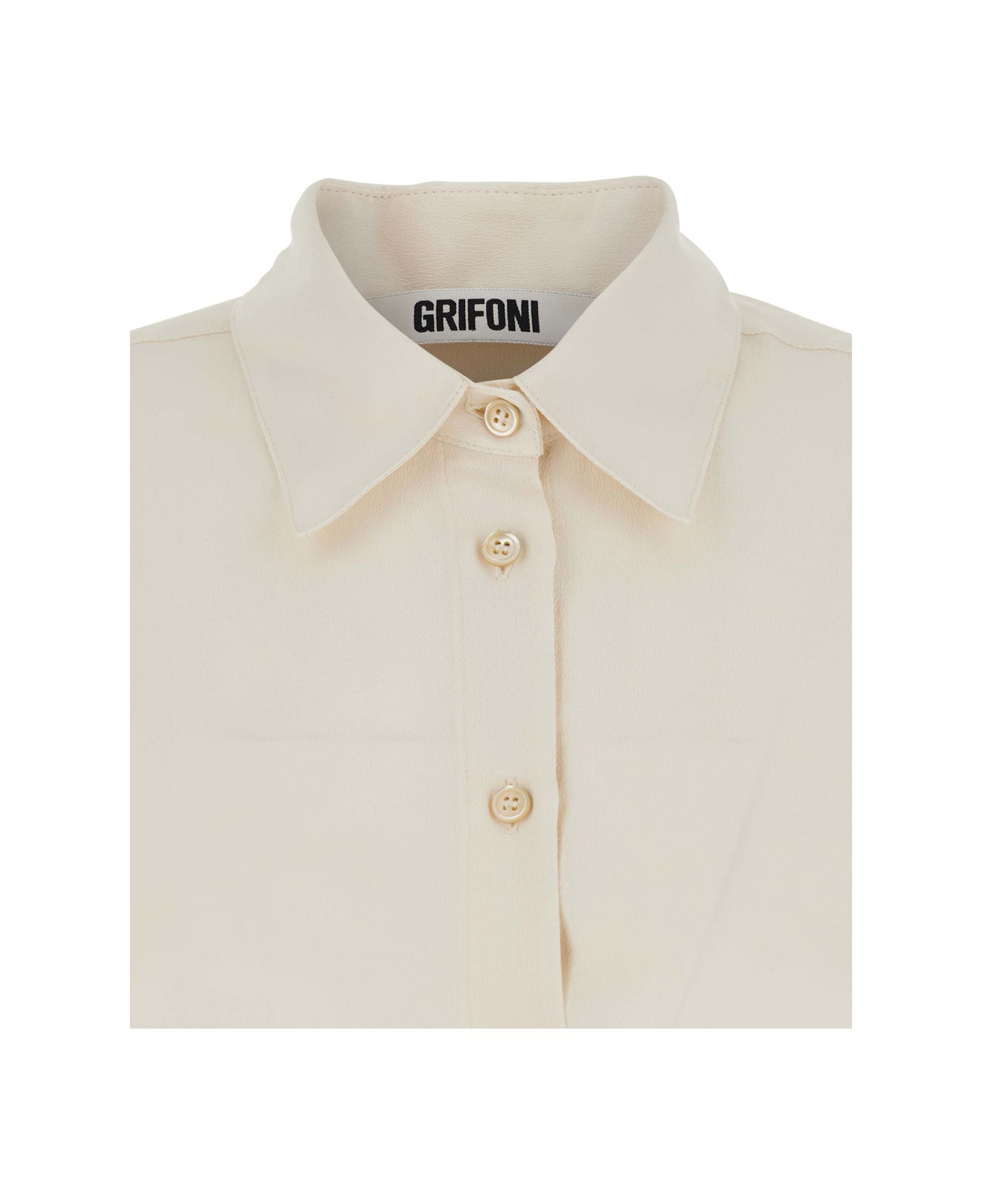 Mauro Grifoni White Shirt With Classic Collar And Buttoned Cuffs In Cotton Blend Woman - White