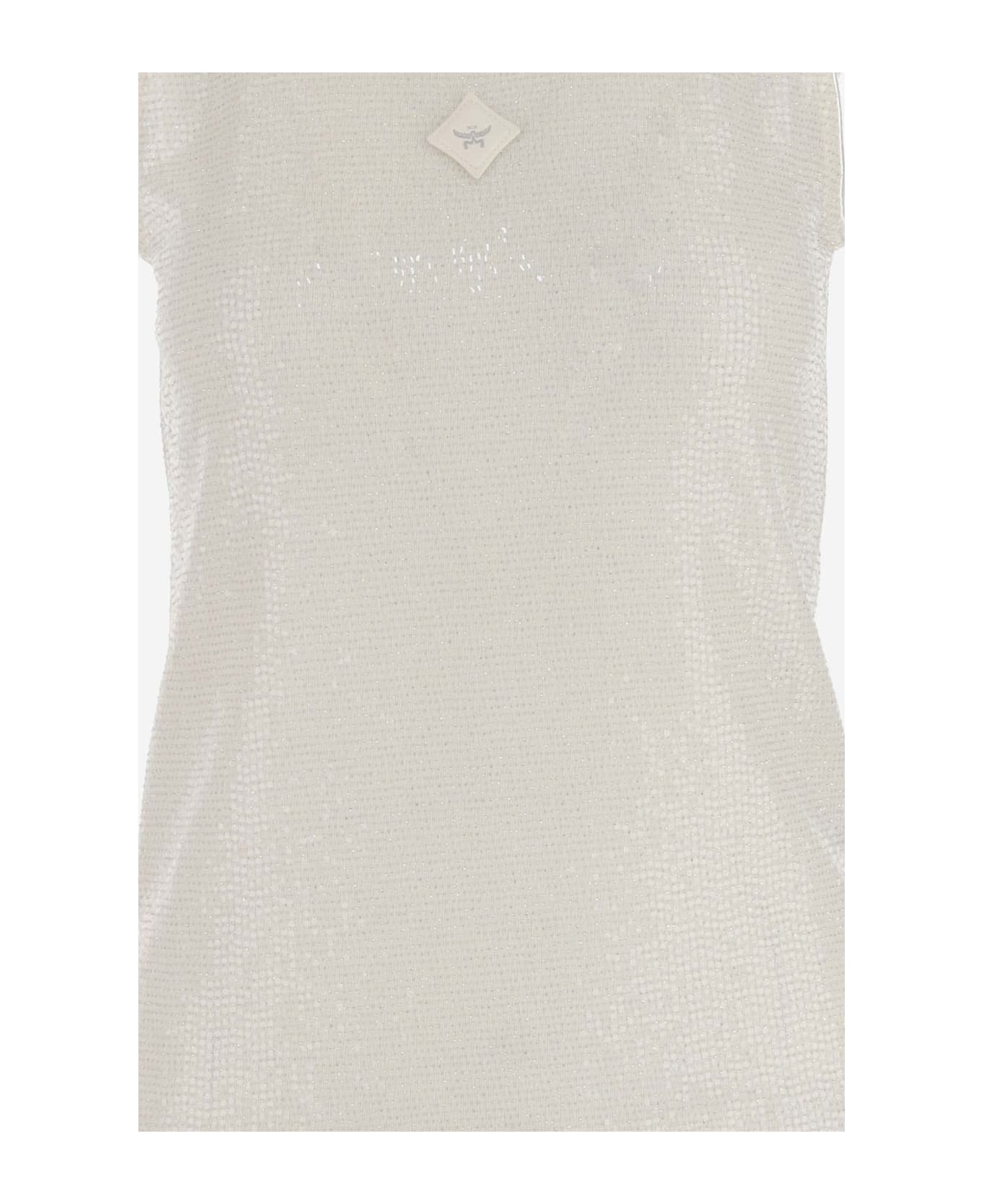 MCM Stretch Jersey Top With Sequins - White