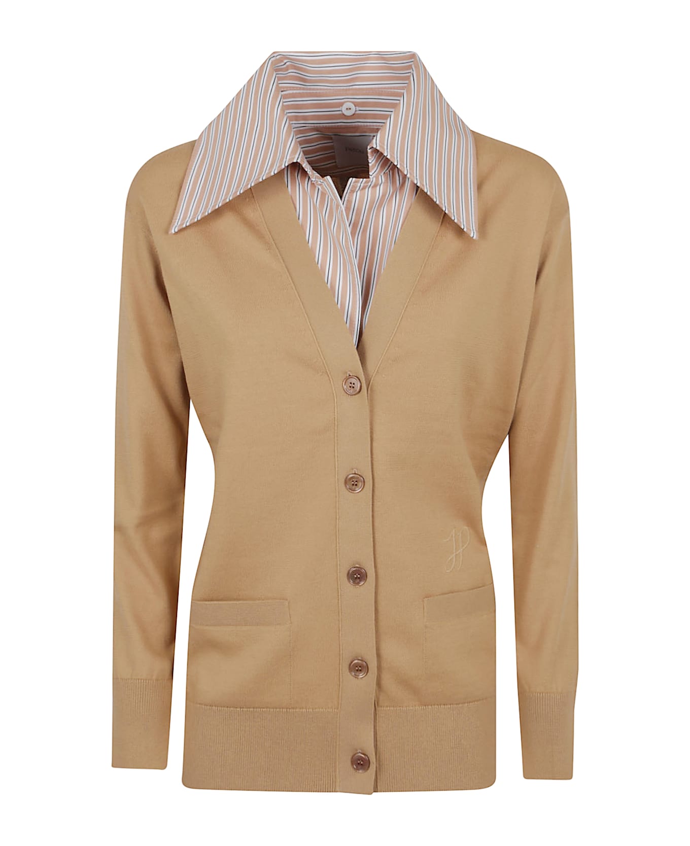 Patou Poplin Collar Cardigan - P Praline