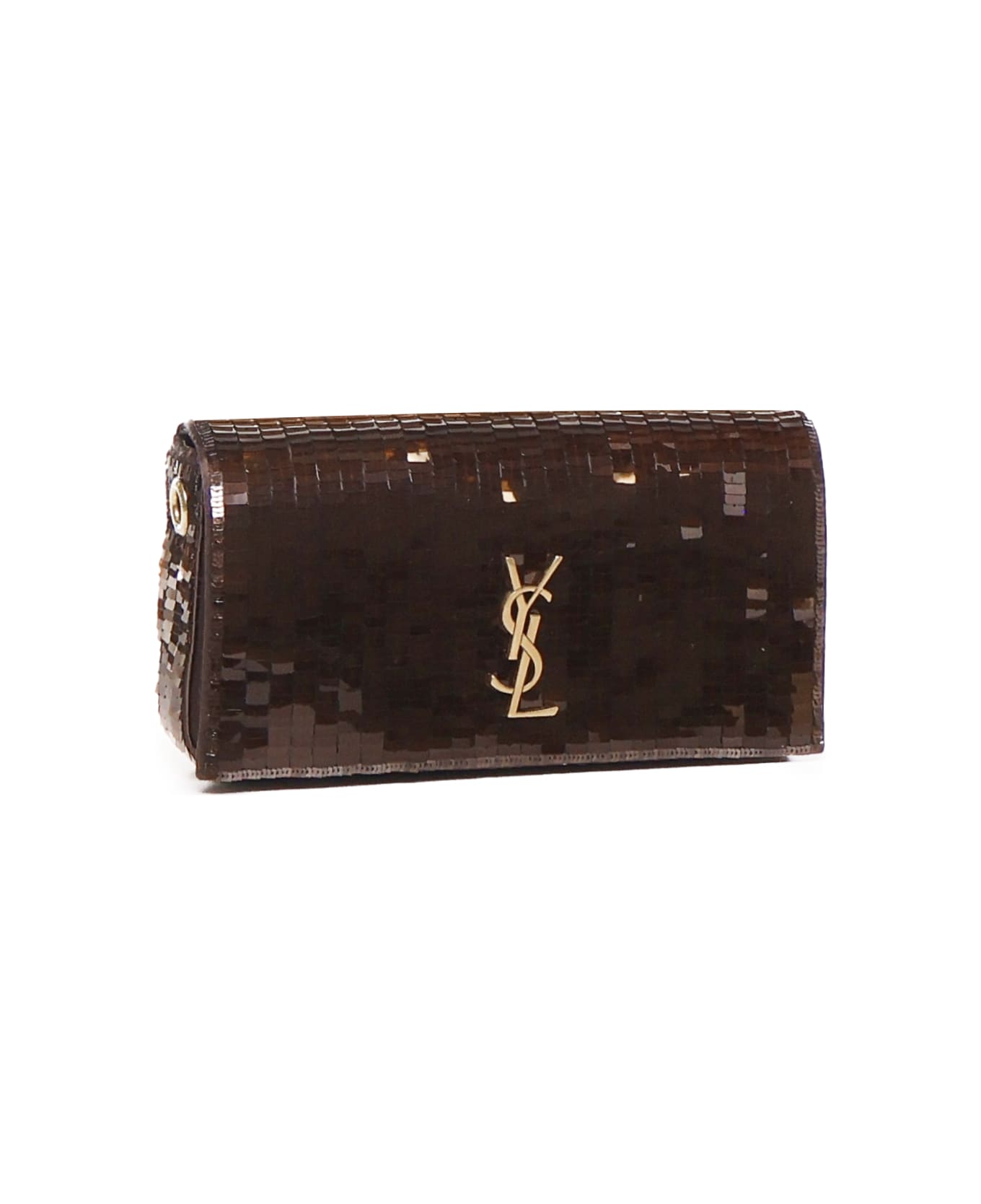 Saint Laurent Mini Kate Shoulder Bag With Sequins - Brown