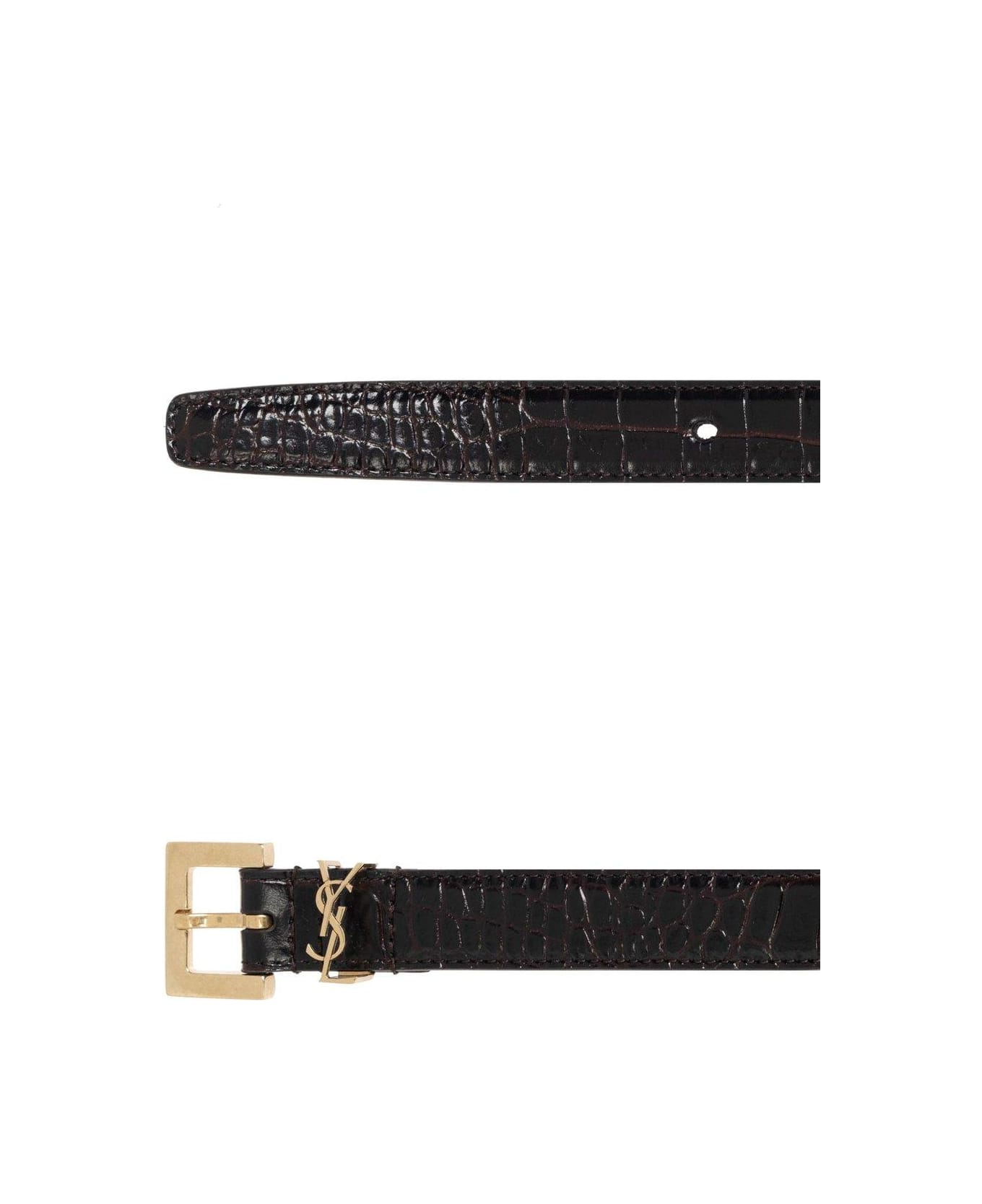 Saint Laurent Logo Plaque Belt - Fondente