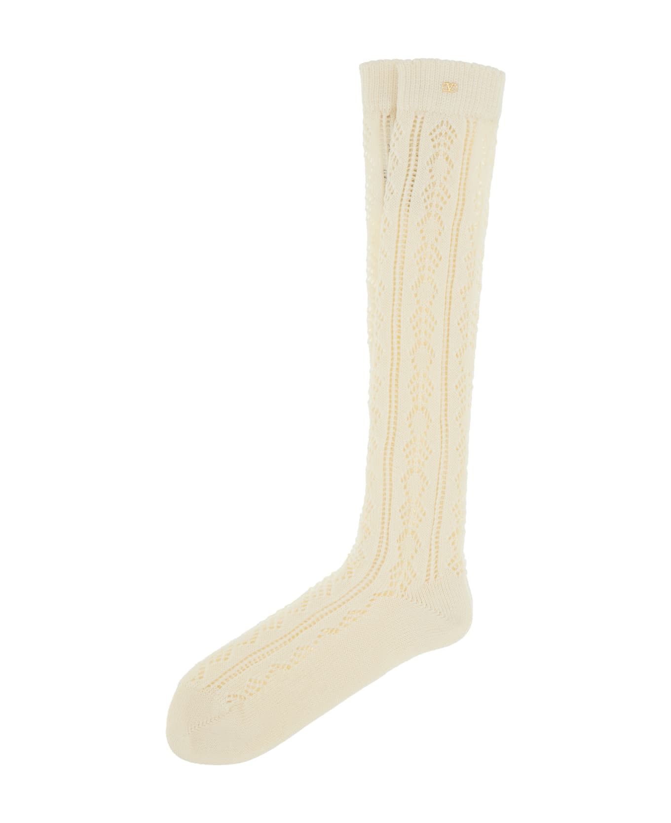 Valentino Ivory Cotton Socks - White