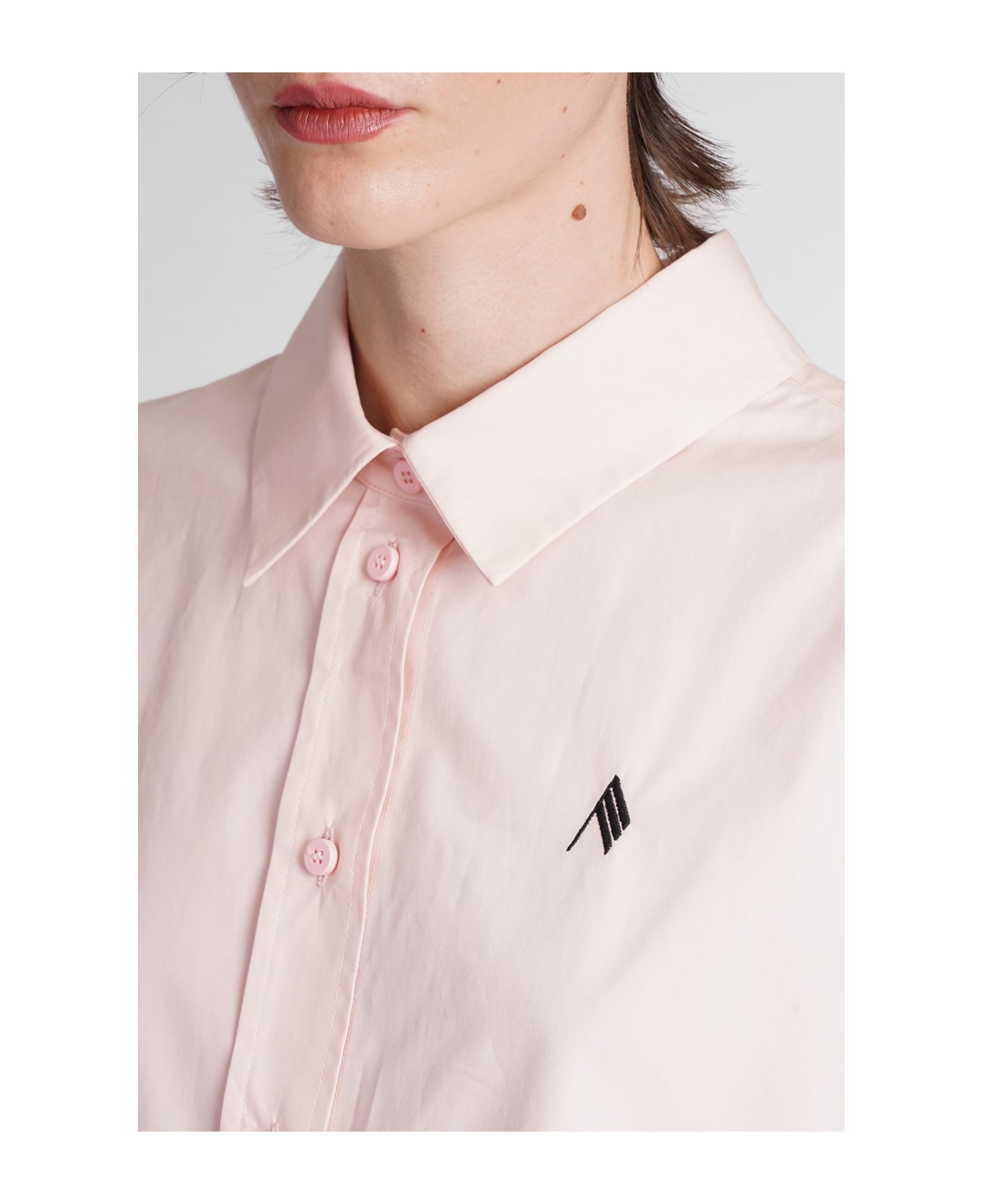 The Attico Diana Blouse In Rose-pink Viscose - Powder