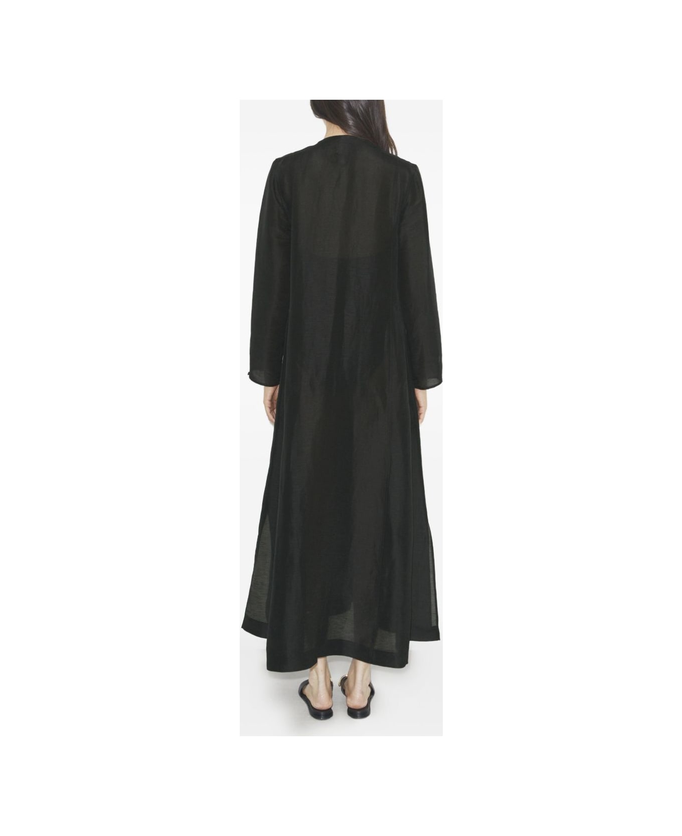 Tory Burch Linen And Silk Long Kaftan - Black