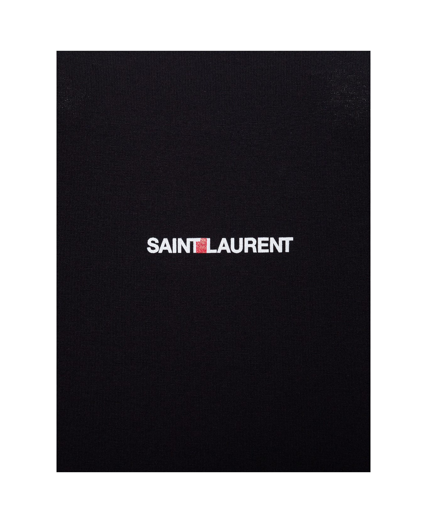 Saint Laurent Black Jersey Logo T-shirt - Black