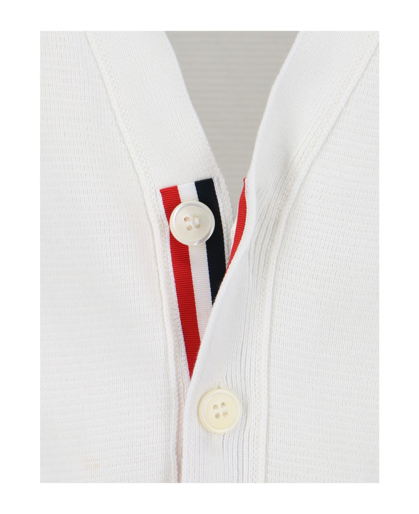 Thom Browne Tricolor Detail Cardigan - White カーディガン