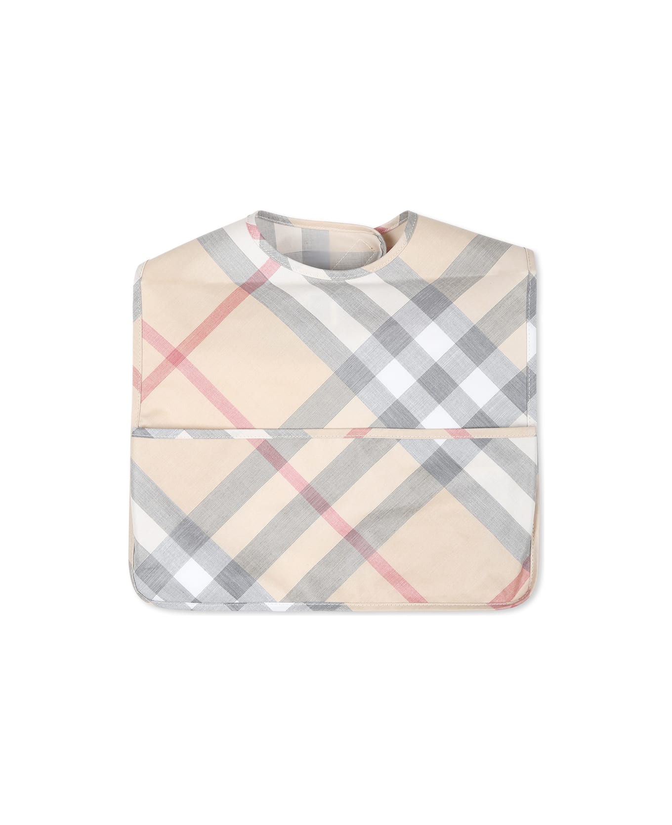 Burberry Beige Bib For Babykds With Vintage Check - Beige