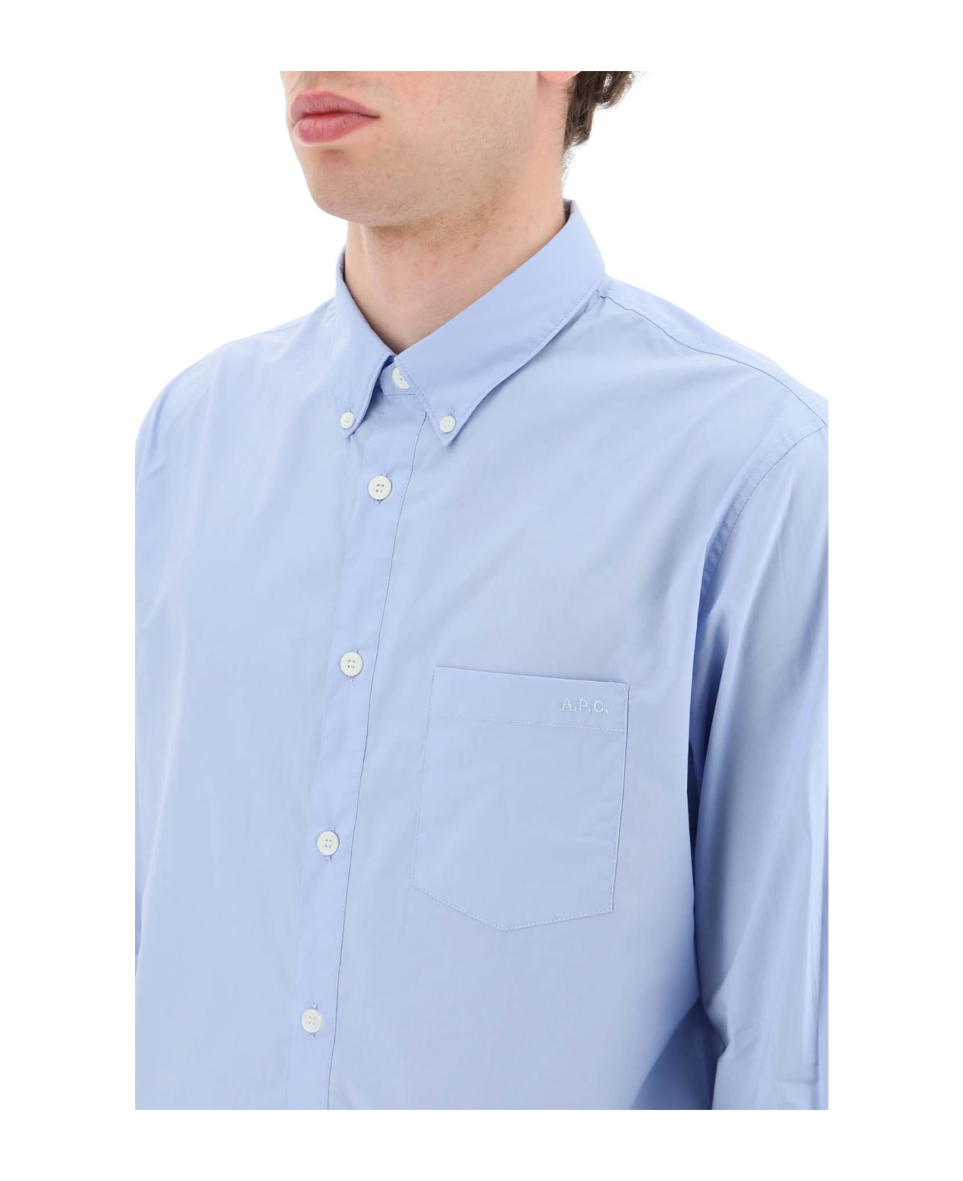 A.P.C. Cotton Button-down Shirt - Light Blue
