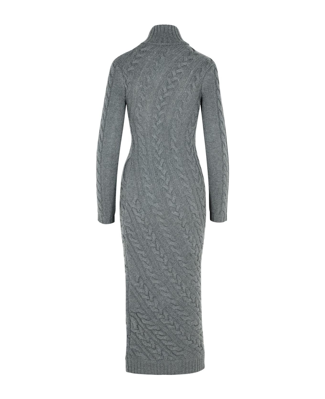 Max Mara Curved Ribbed Turtleneck Maxi Dress - Grigio ワンピース＆ドレス