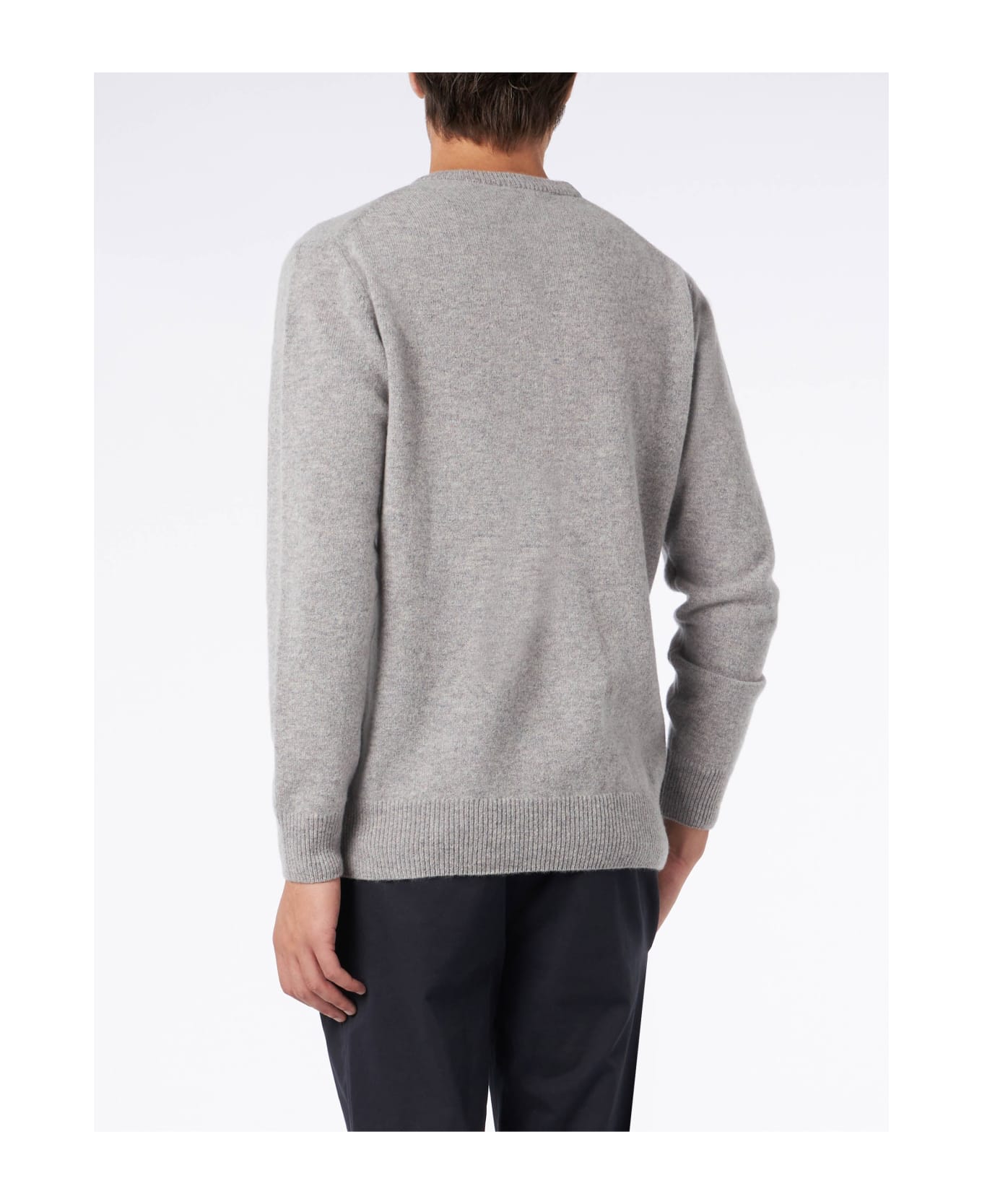MC2 Saint Barth Man Crewneck Grey Melange Sweater With St. Barth Embroidery - GREY