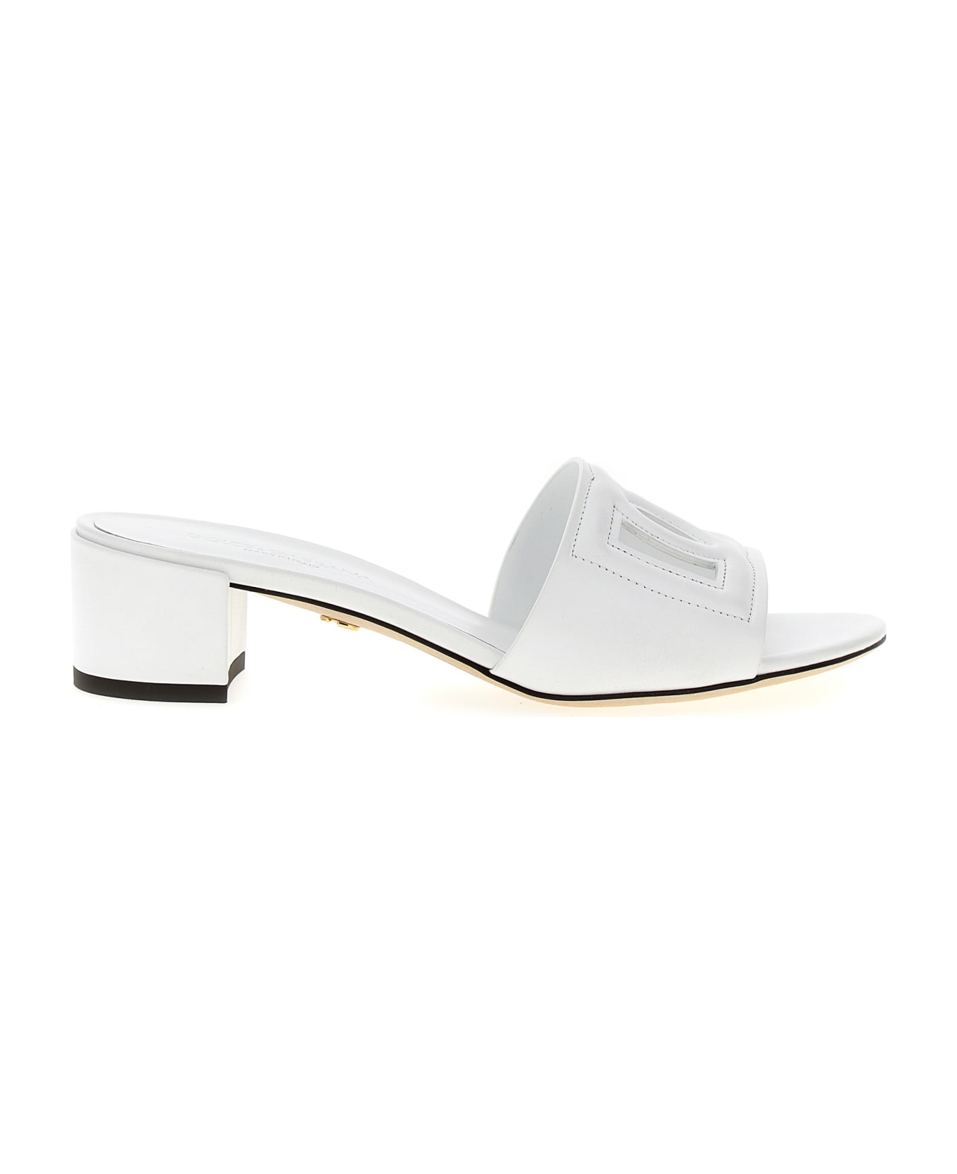 Dolce & Gabbana Slide Sandal With Logo - Bianco