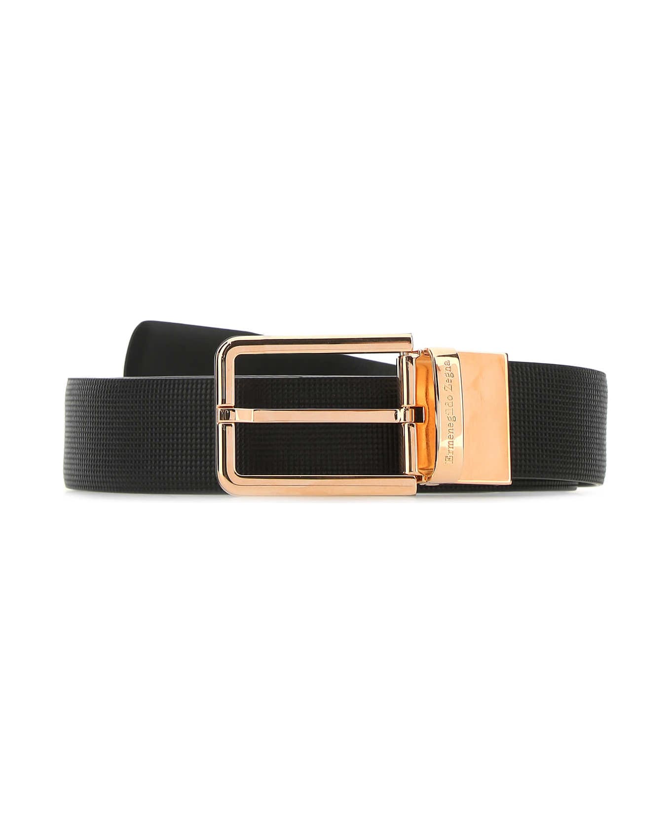 Zegna Black Leather Belt - NER ベルト