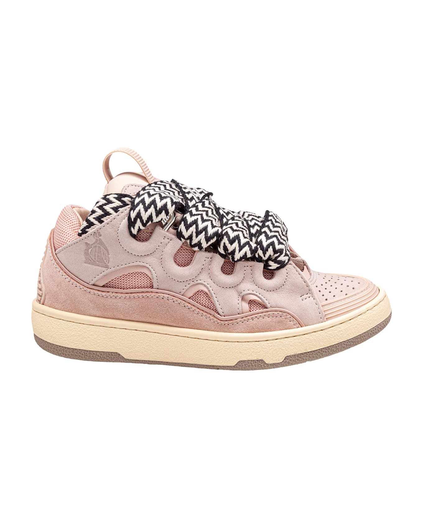 Lanvin Curb Sneakers In White And Pink Leather - Pink