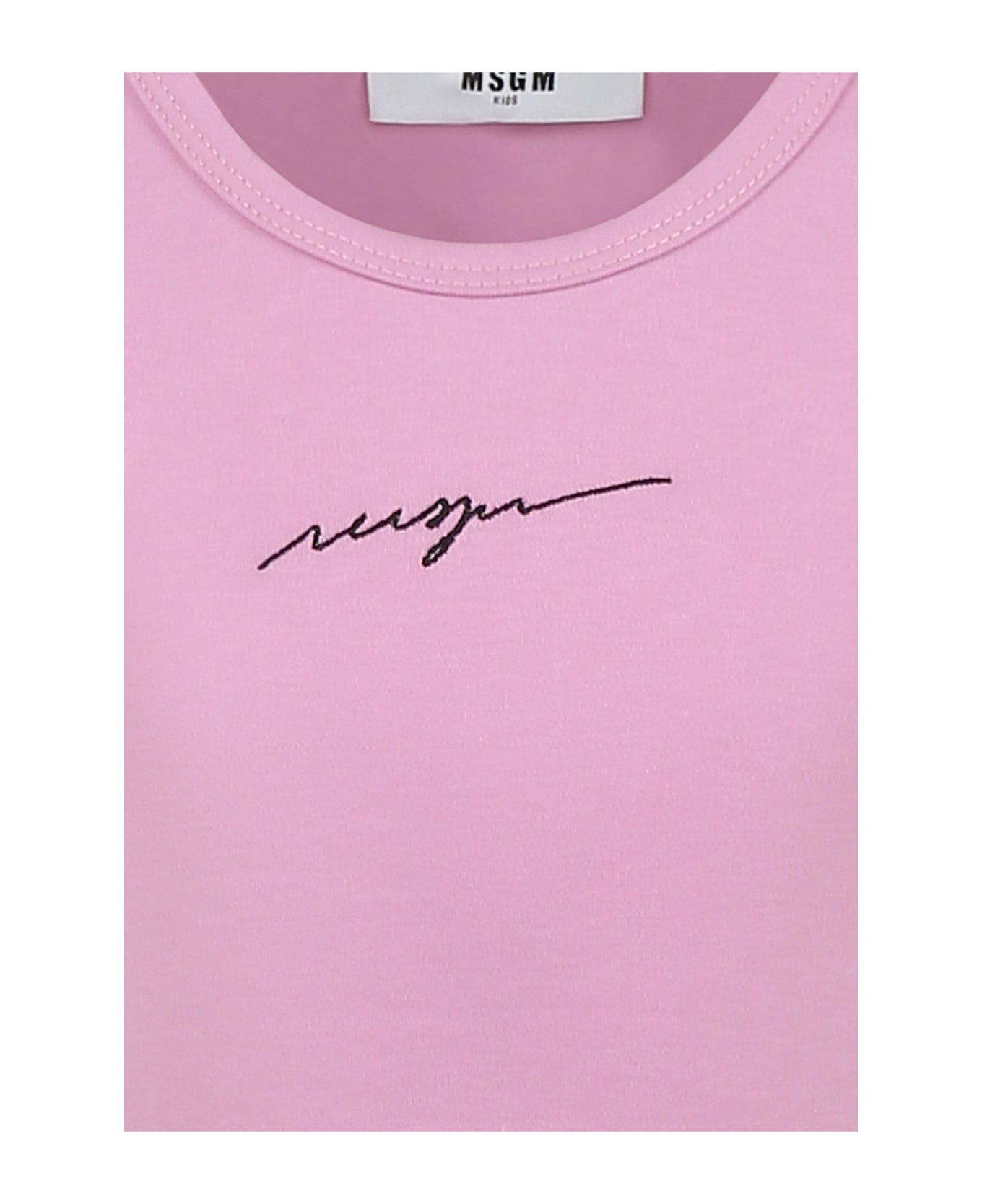MSGM Pink Dress For Girl With Logo - Pink