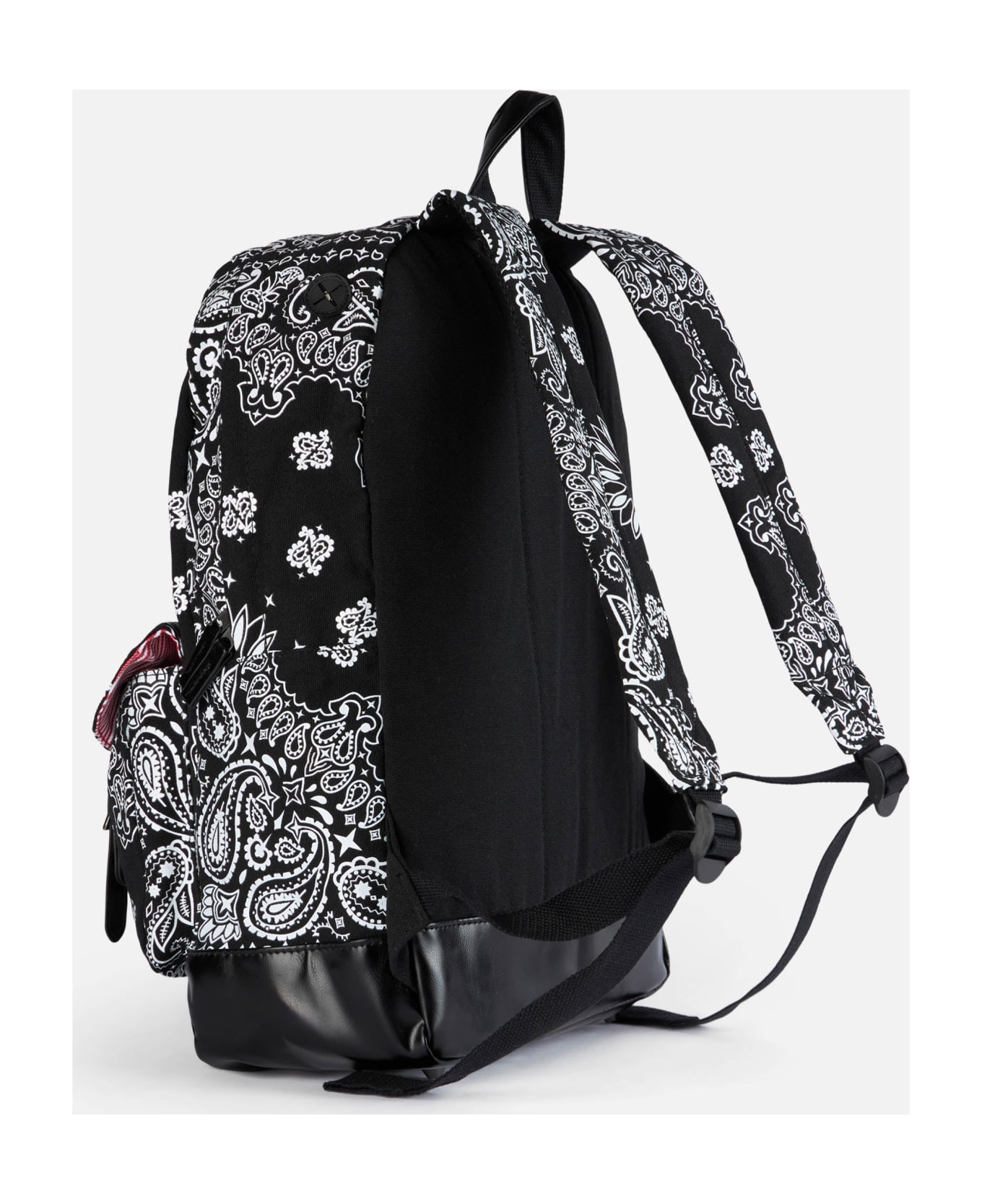 MC2 Saint Barth Canvas Backpack Cody With Black Bandanna Print - BLACK