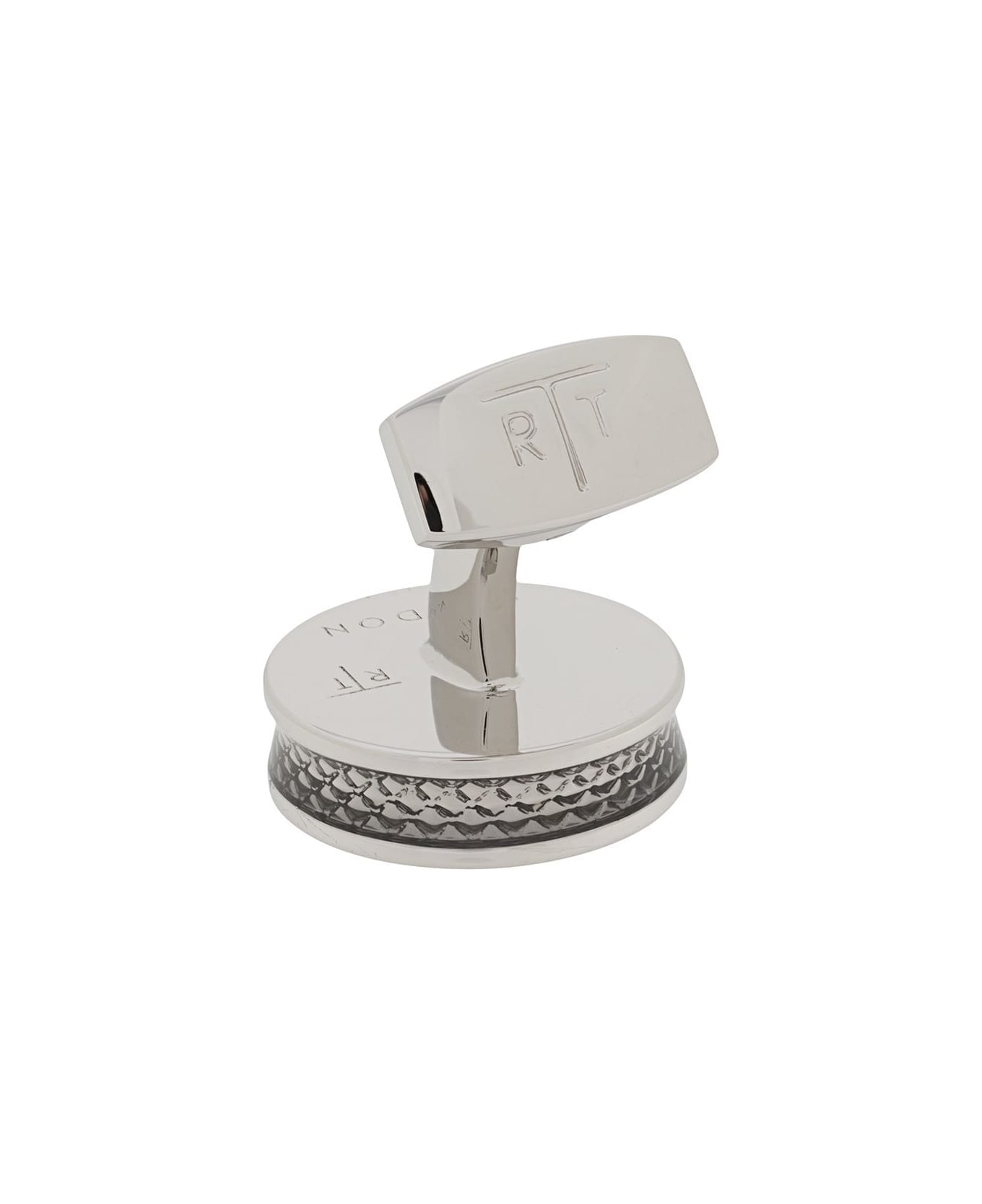 Tateossian Cufflinks Round Palladium Carbon Fibre - Silver