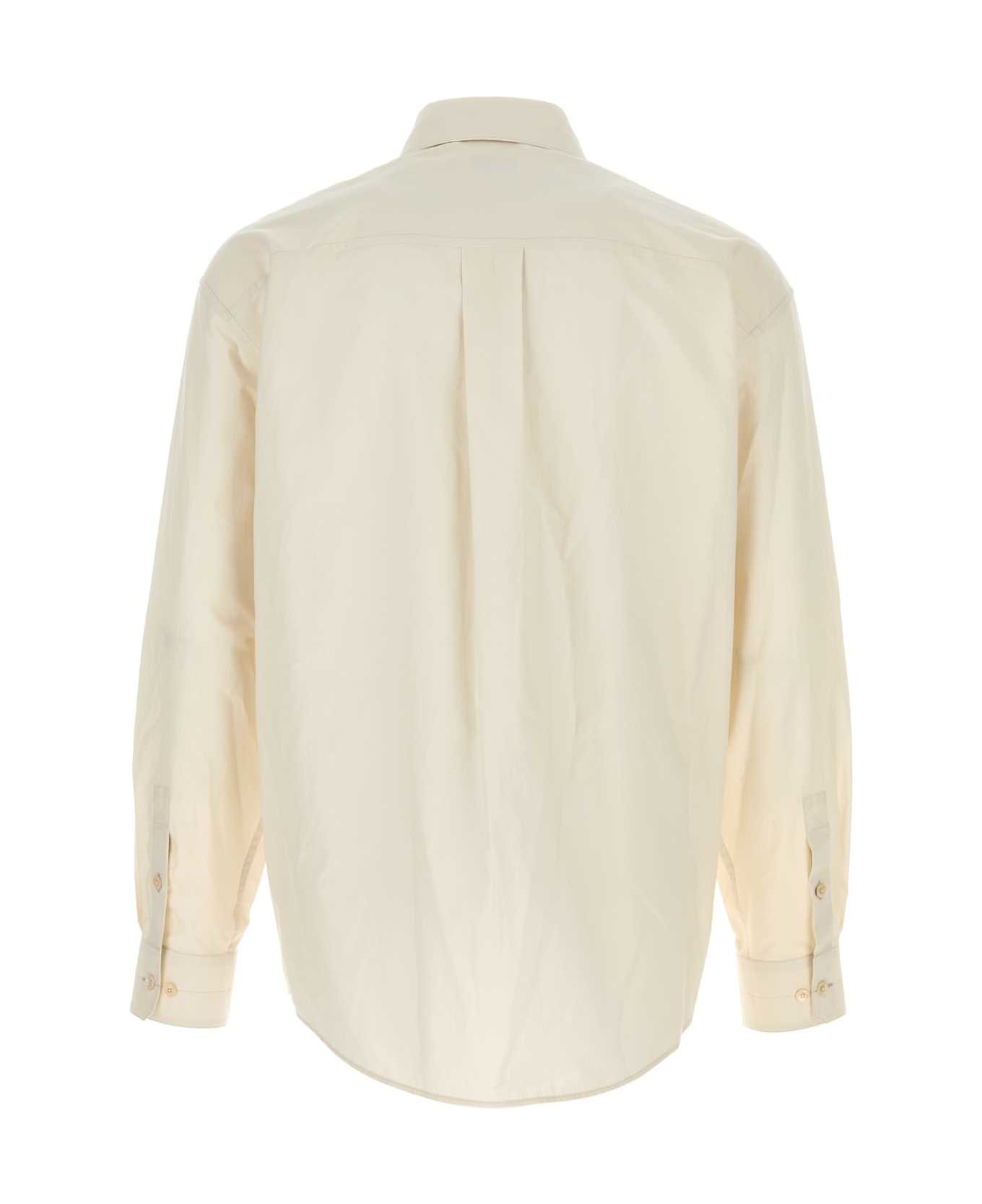 Lemaire Ivory Cotton Blend Shirt - LIGHTCREAM