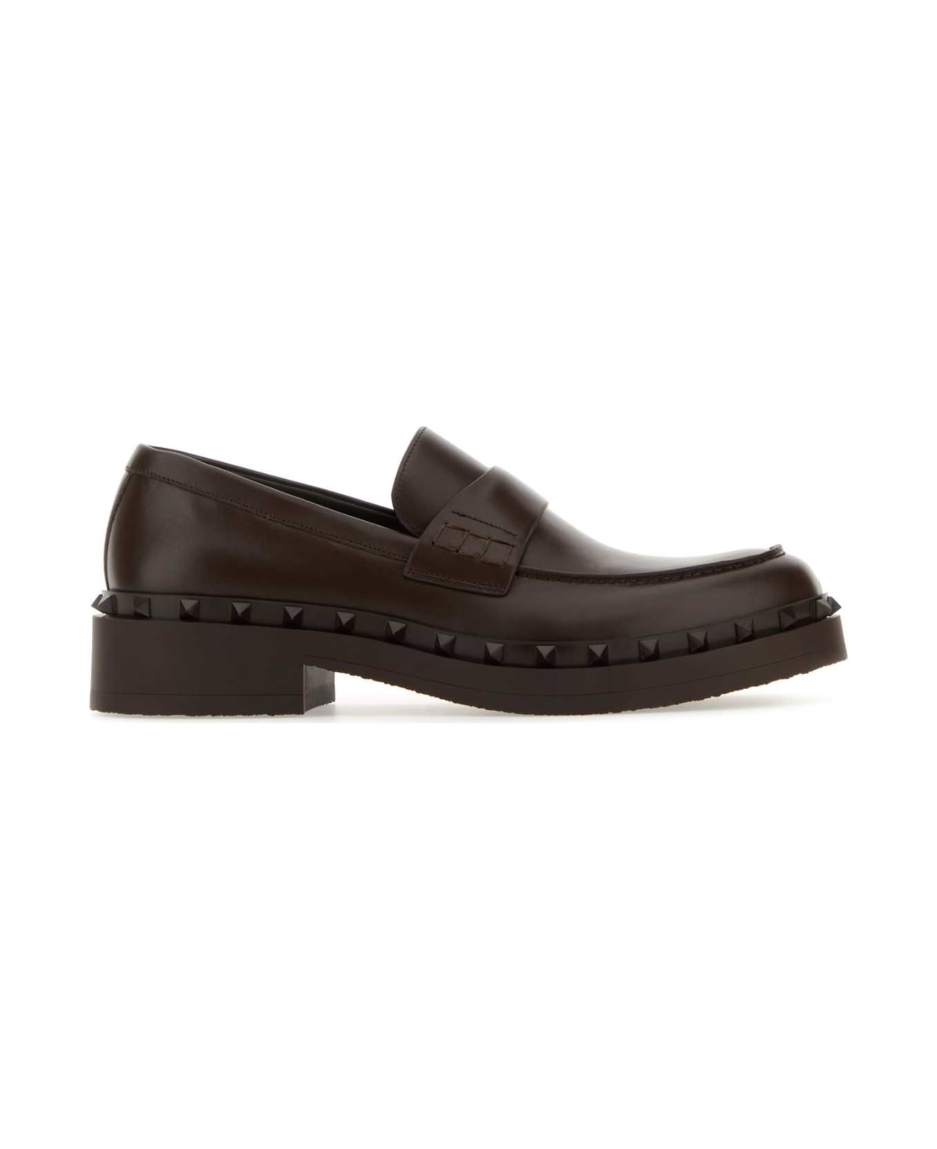 Valentino Garavani Brown Leather Loafers - FONDANT