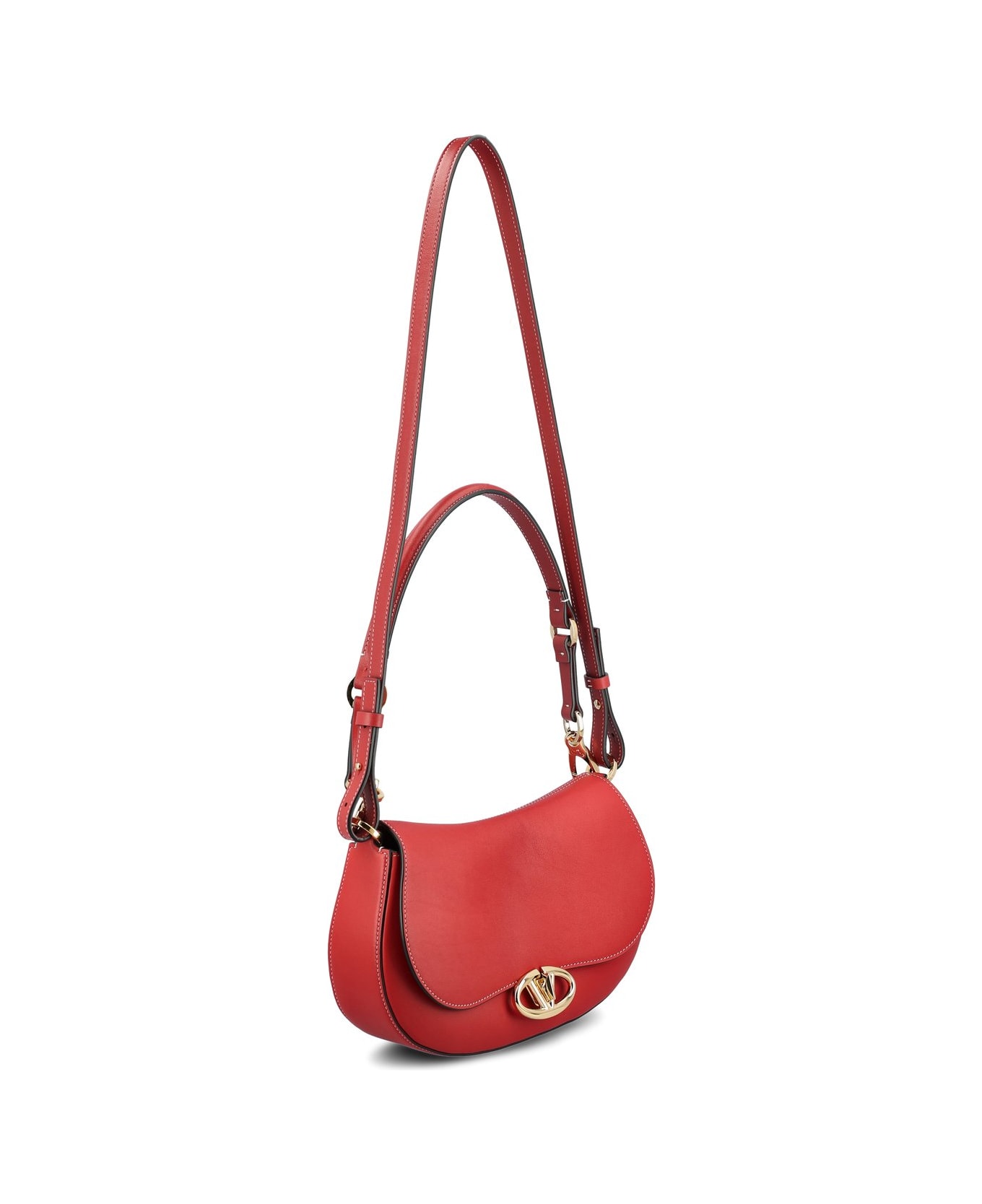 Valentino Garavani Ohval Foldover Top Small Shoulder Bag - Red