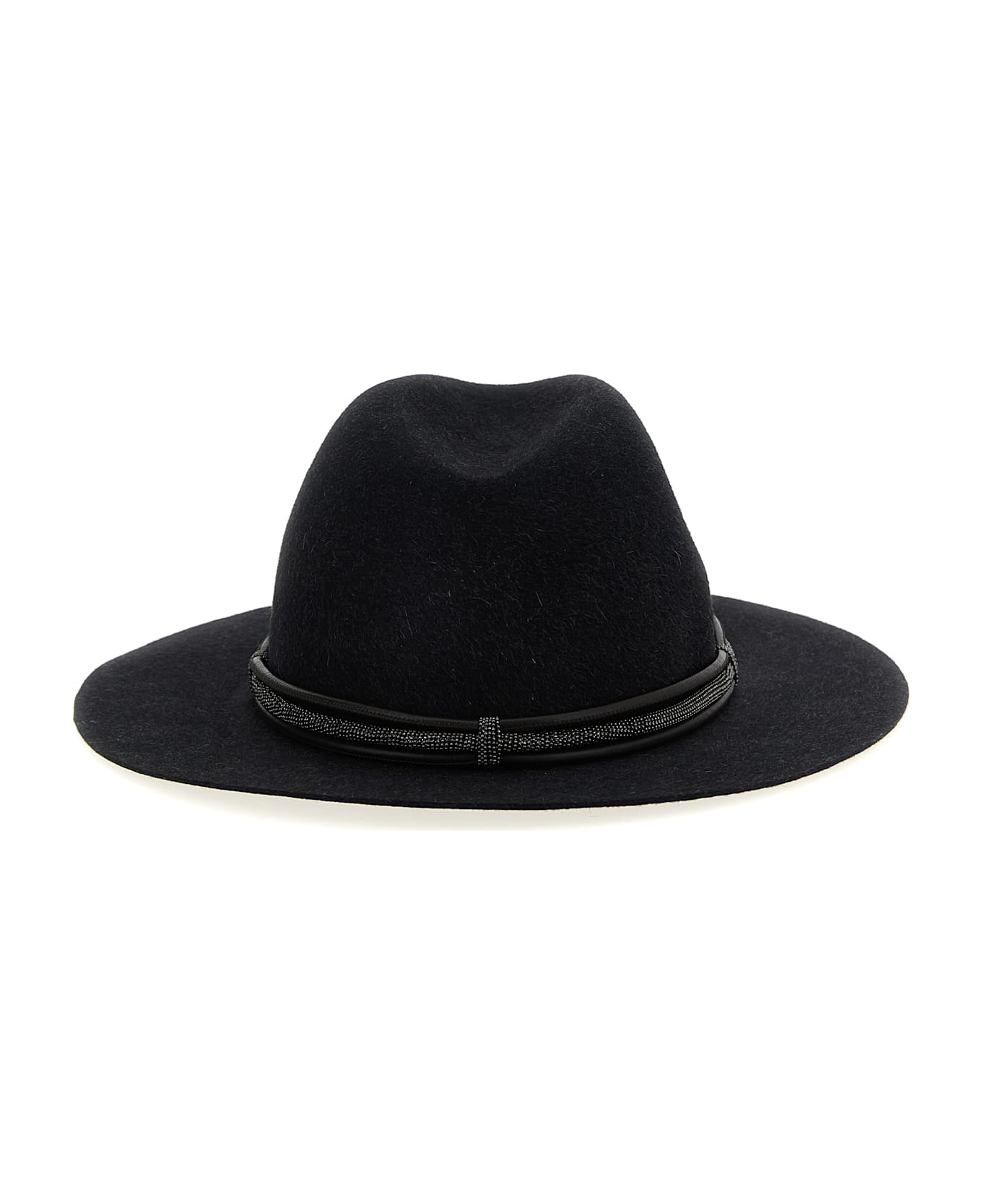 Brunello Cucinelli Jewel Leather Hat - Gray