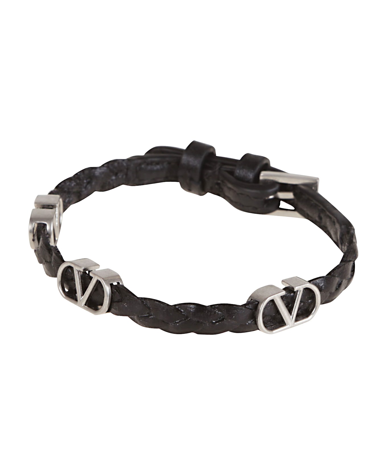 Valentino Garavani Leather Bracelet Vlogo Signature - No Nero